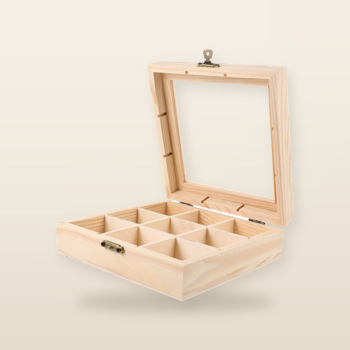 Boîte de Rangement en Bois avec Fenêtre - Organisateur pour Sachets de Thé, Bonbons, Collations et Accessoires