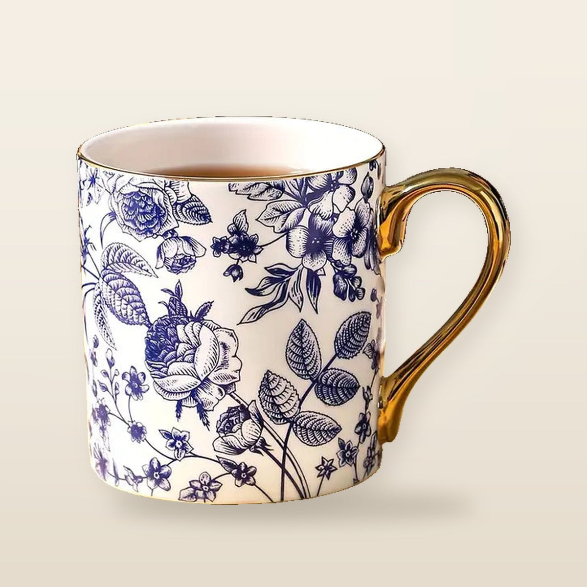 Tasse à Café en Porcelaine Fine - Motif Floral Vintage