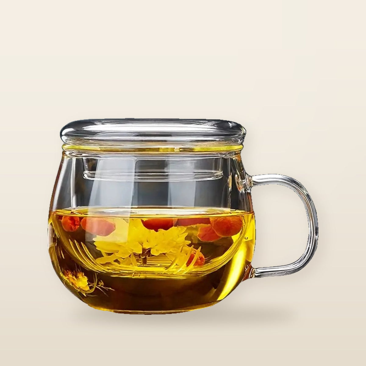 Teetasse aus Glas mit Sieb und Deckel – für Tee, Kaffee, Saft, 380 ml – Comptoir Santé & Beauté®