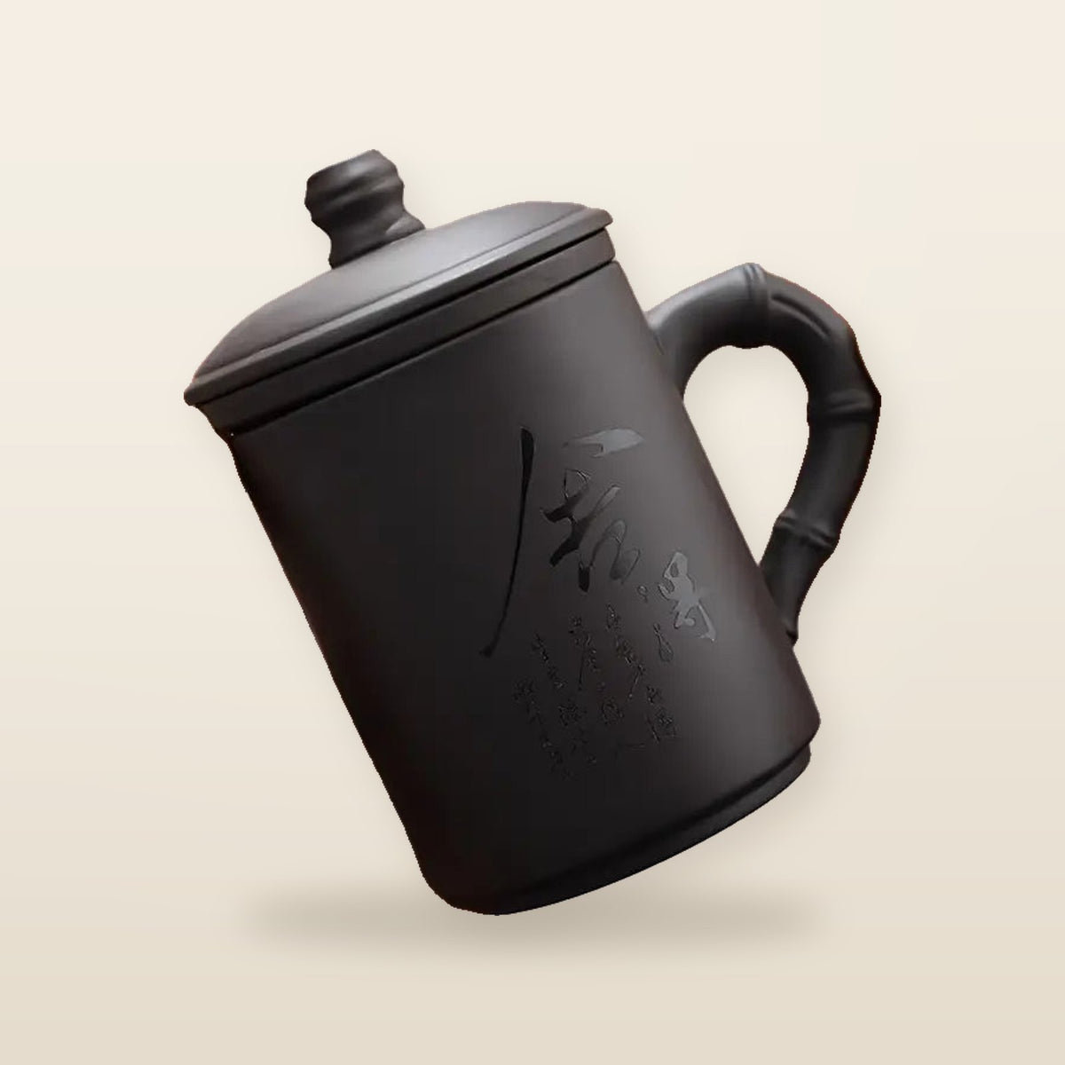 Tasse de Bureau en Céramique Noire Élégante – Avec Couvercle