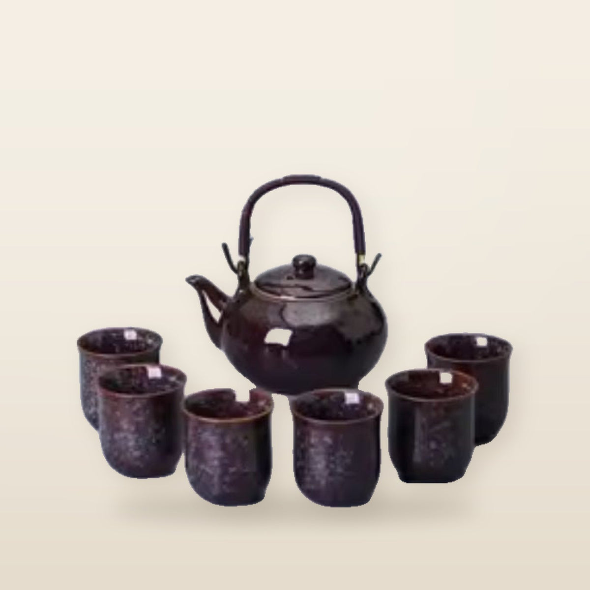 Japanische Teekanne aus Keramik – 1 Teekanne + 6 Tassen – eleganter und traditioneller Stil 