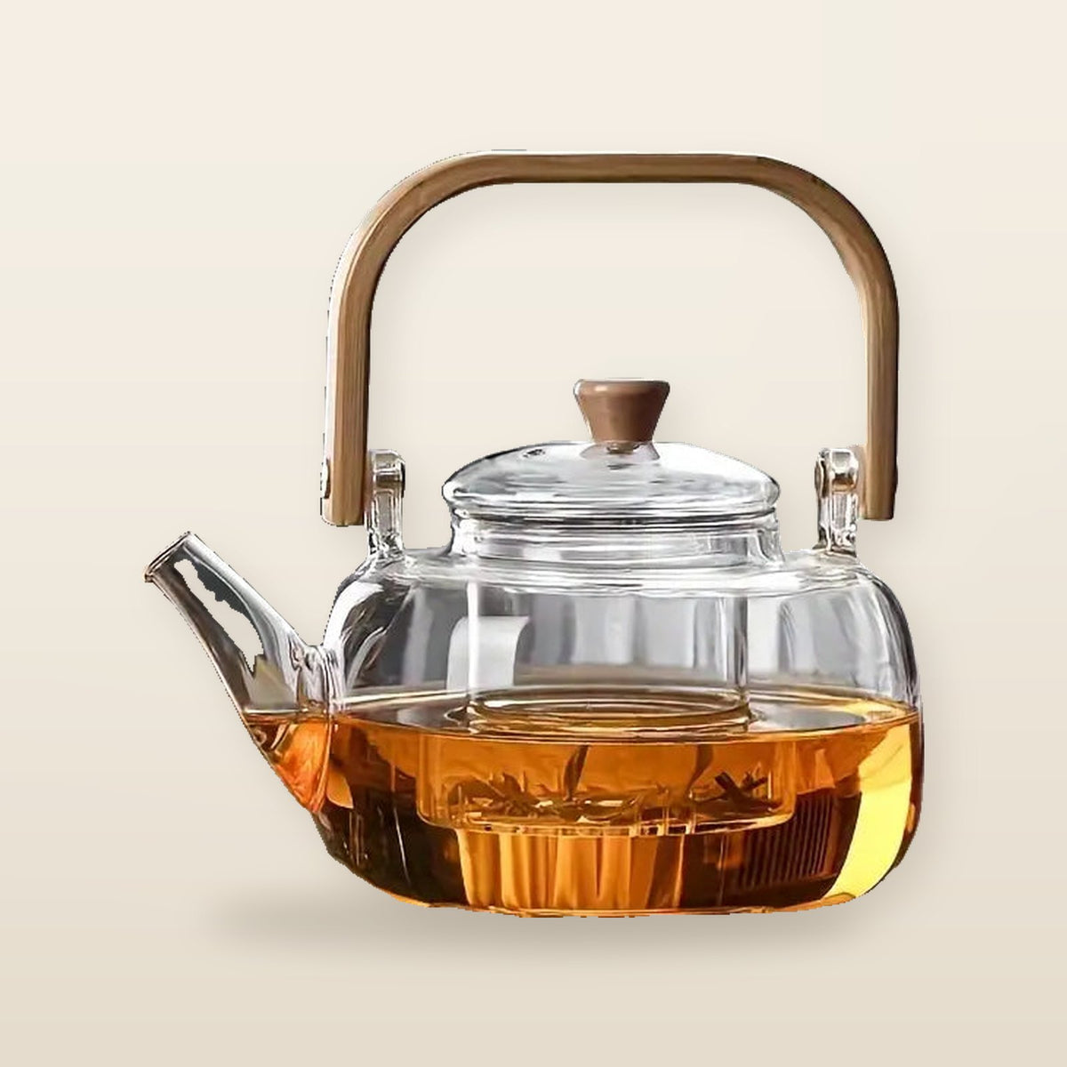 950 ml Borosilicate Glass Teapot – Steel Infuser & Bamboo