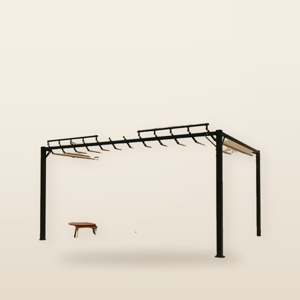 Tonnelle à Persienne – Taupe, Aluminium et Tissu Résistant