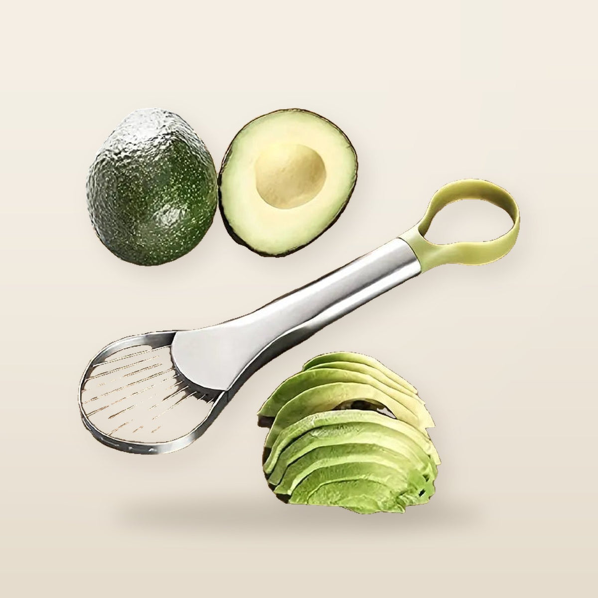 Trancheur & Coupe-Avocat 3-en-1 en Acier Inoxydable