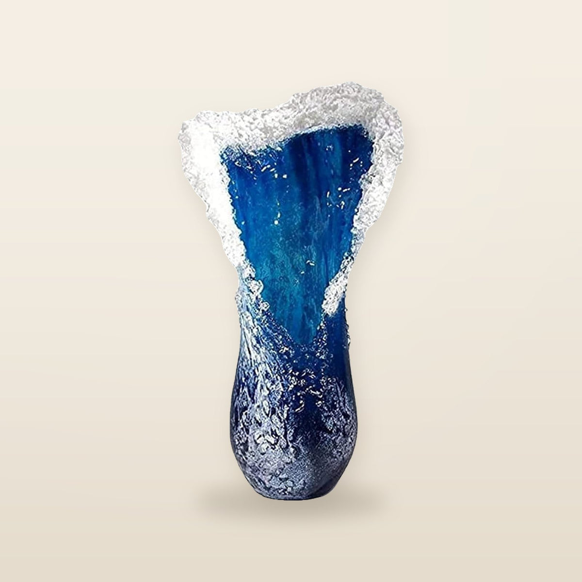 Vase Ondulé Bleu en Résine