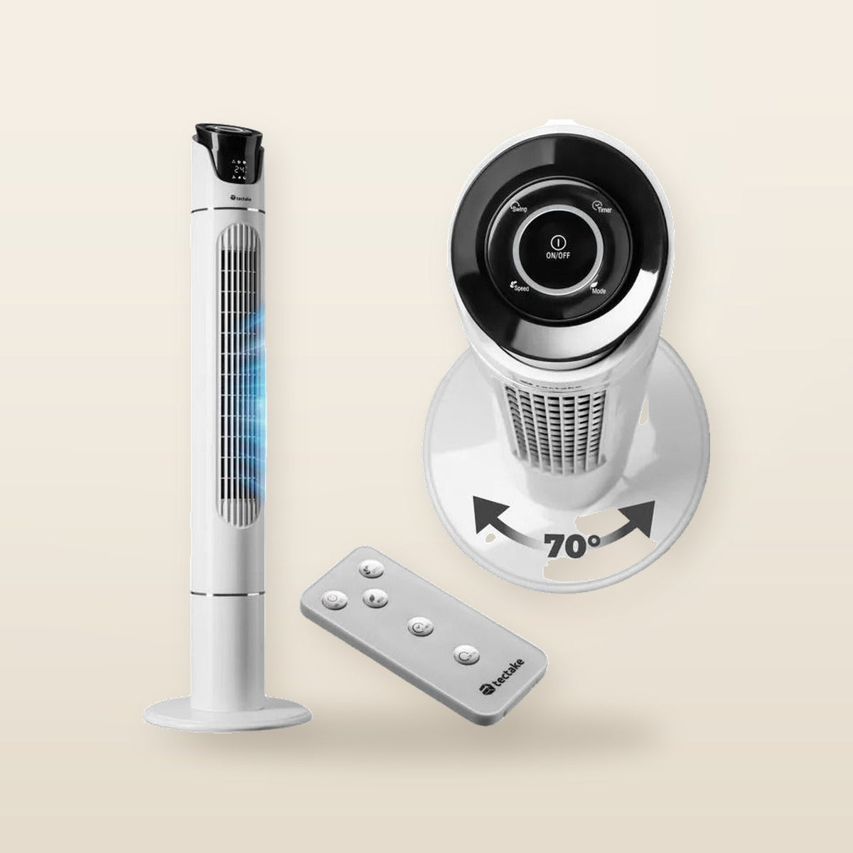 Ventilateur colonne TECTAKE 110 cm télécommandé