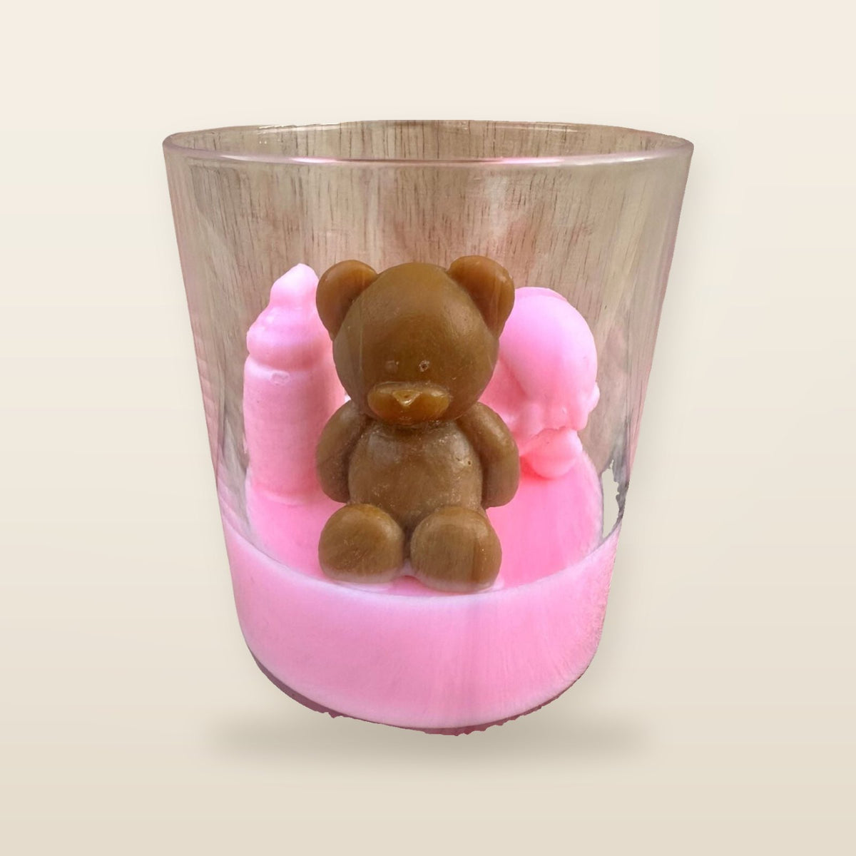 Teddybär-Kerze zur Ankündigung der Geburt eines Babys – 90 g – Savonnerie de Bormes
