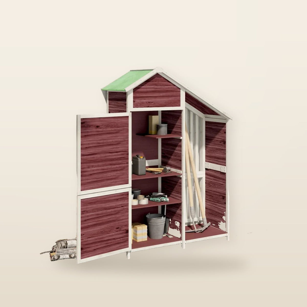 Abri à outils de jardin moka 120 × 53,5 × 170 cm en bois massif Café