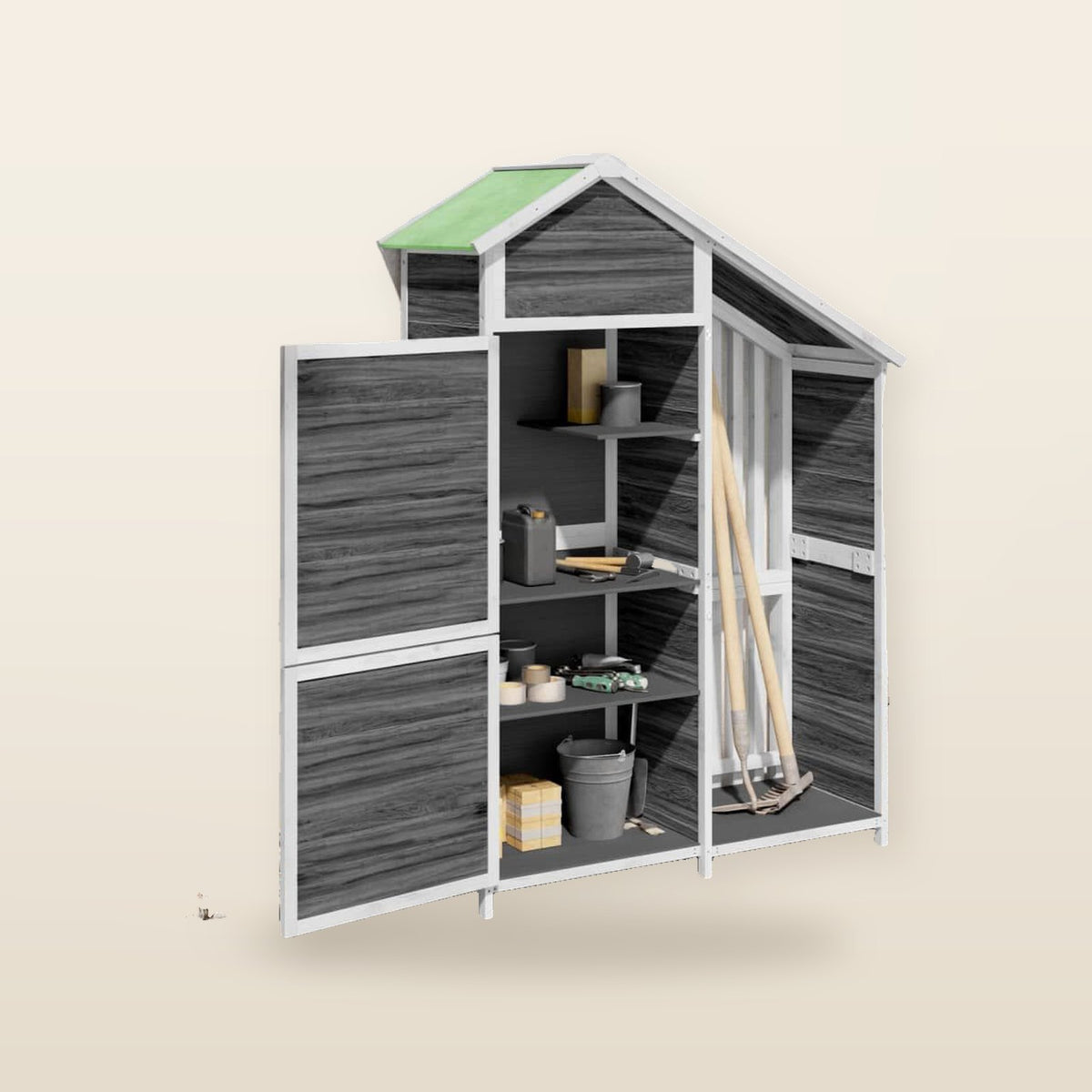 Abri à outils de jardin moka 120 × 53,5 × 170 cm en bois massif Gris