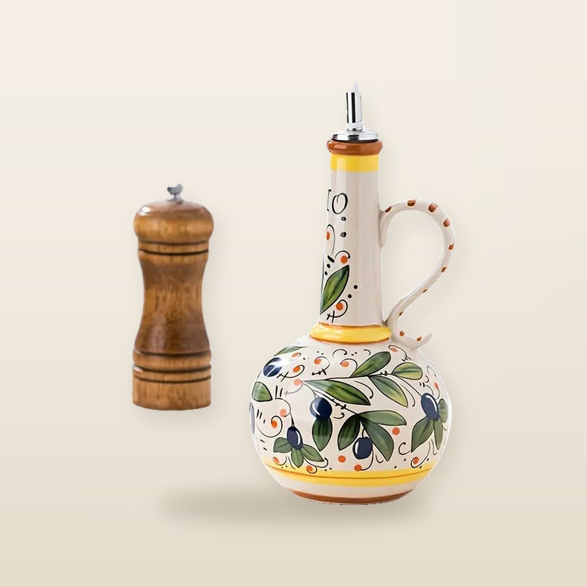 Bouteille d’Huile d’Olive en Céramique Verte