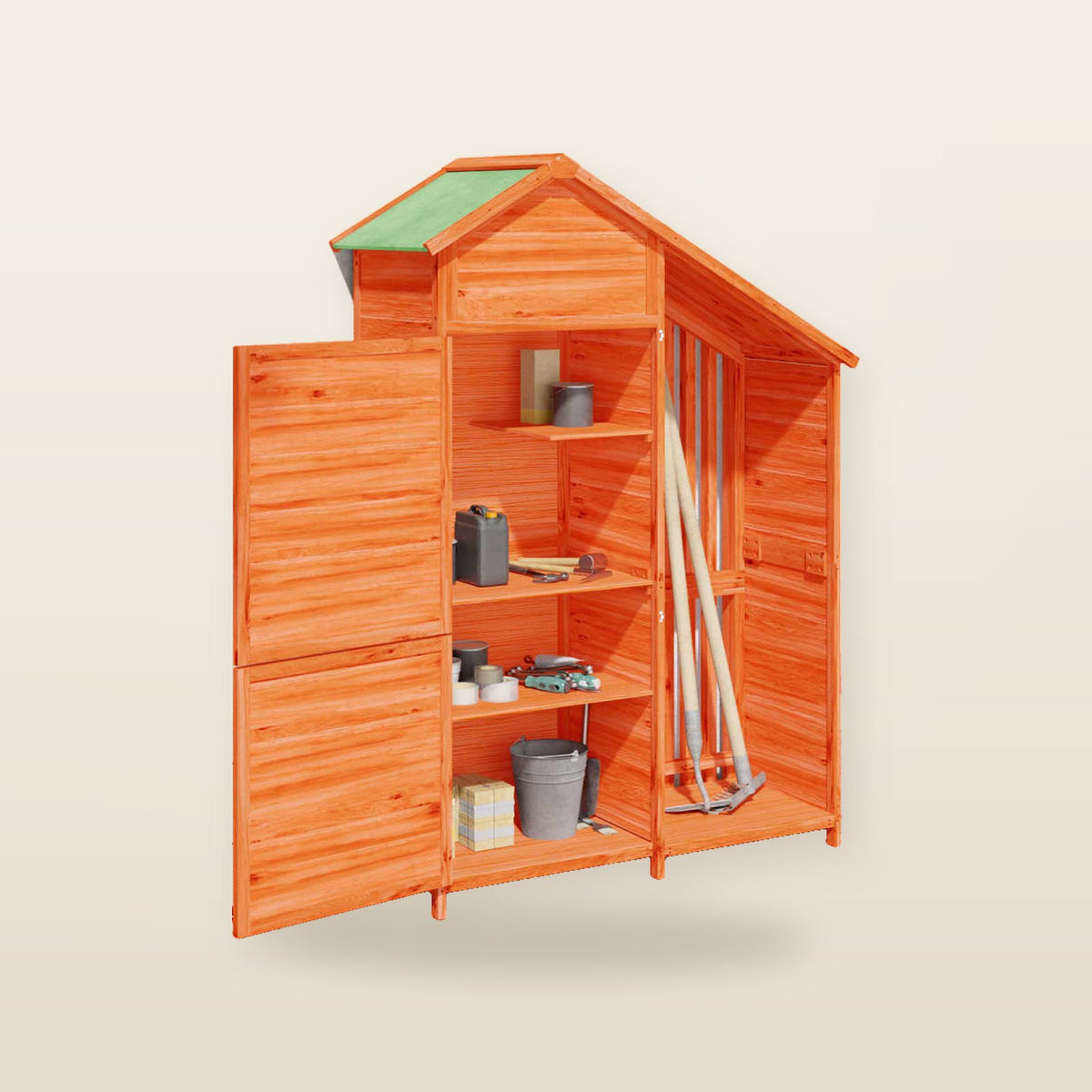 Abri à outils de jardin moka 120 × 53,5 × 170 cm en bois massif Marron
