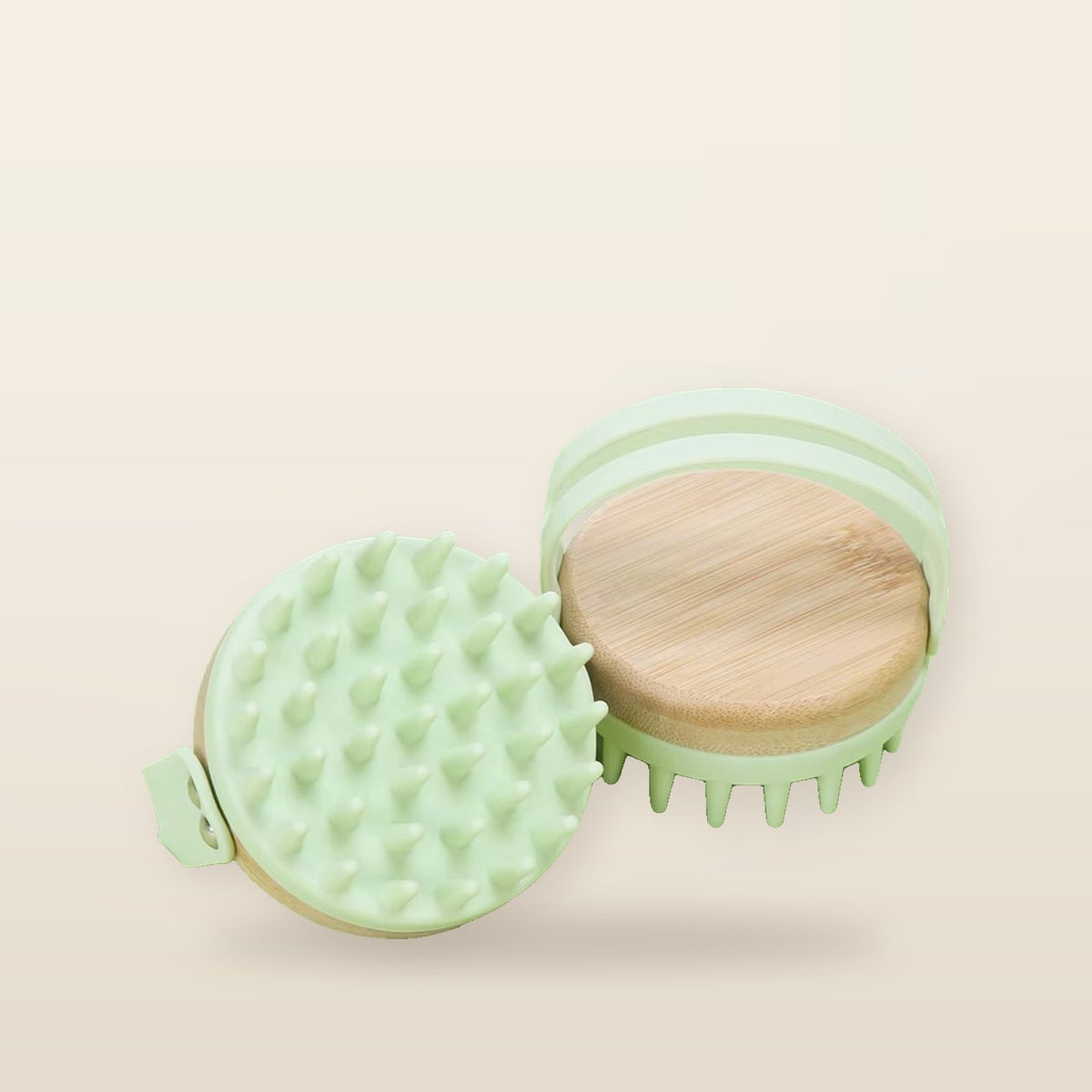 Brosse de Massage 2 en 1 Bois & Silicone – Cuir Chevelu et Corps
