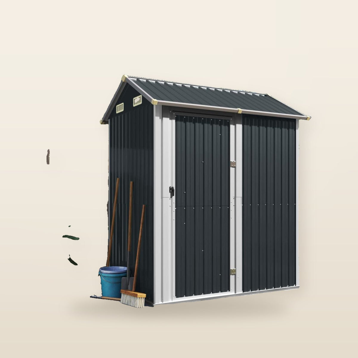 Abri de jardin acier 192 × 152,5 × 237 cm robuste Gris Foncé