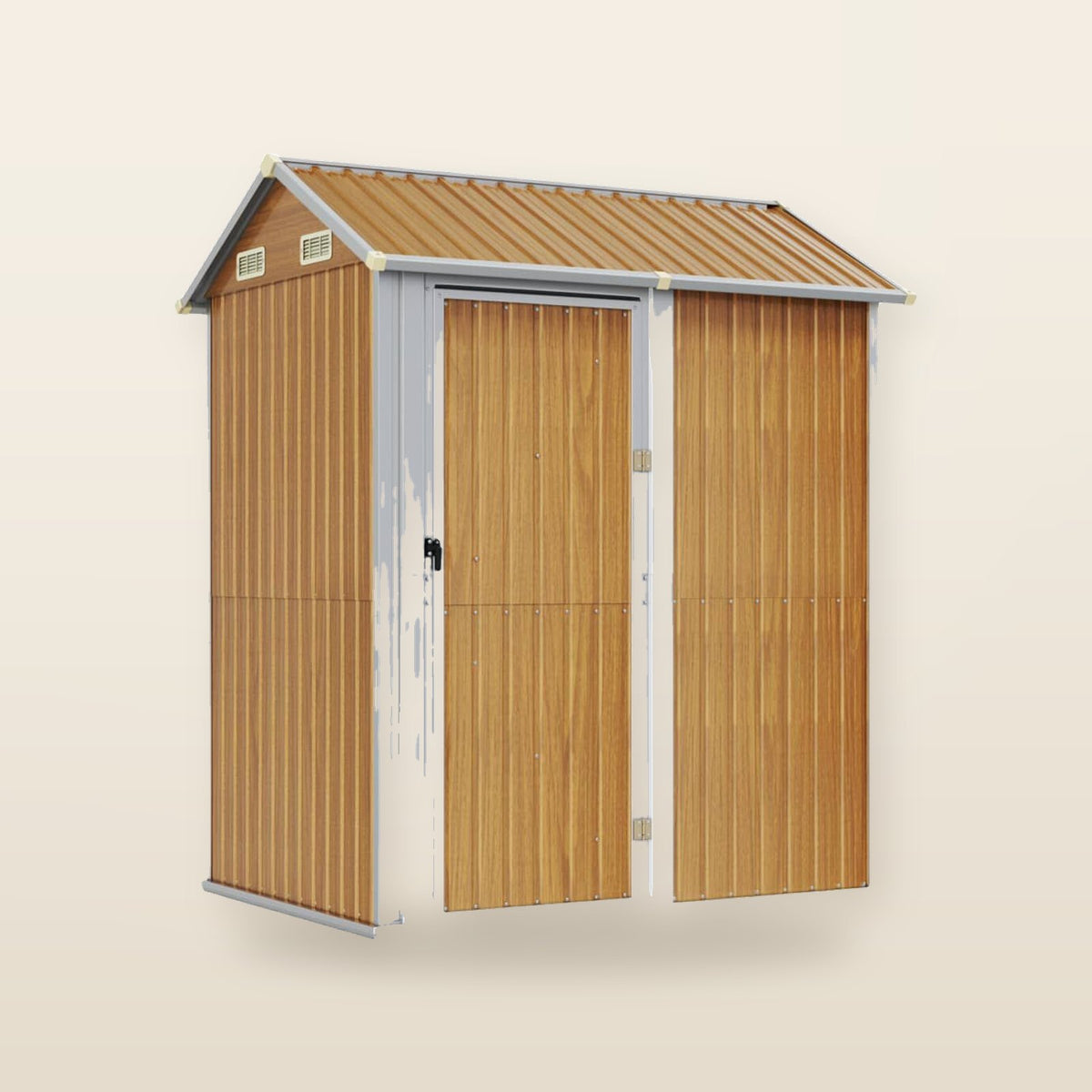 Abri de jardin acier 192 × 152,5 × 237 cm robuste Marron Clair