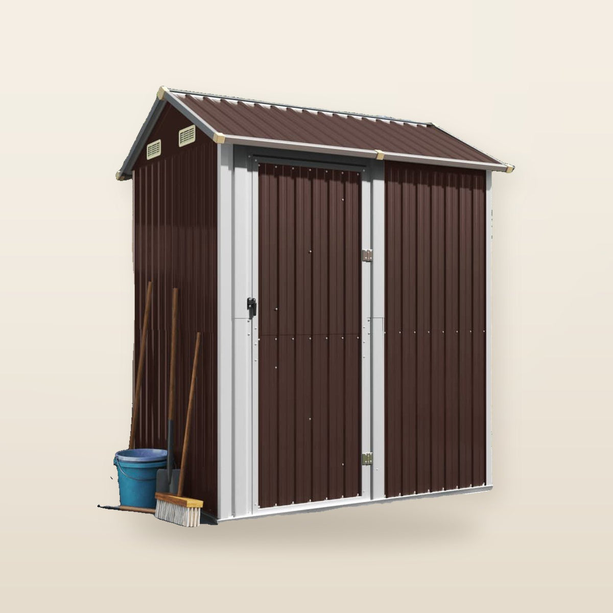 Abri de jardin acier 192 × 152,5 × 237 cm robuste Marron