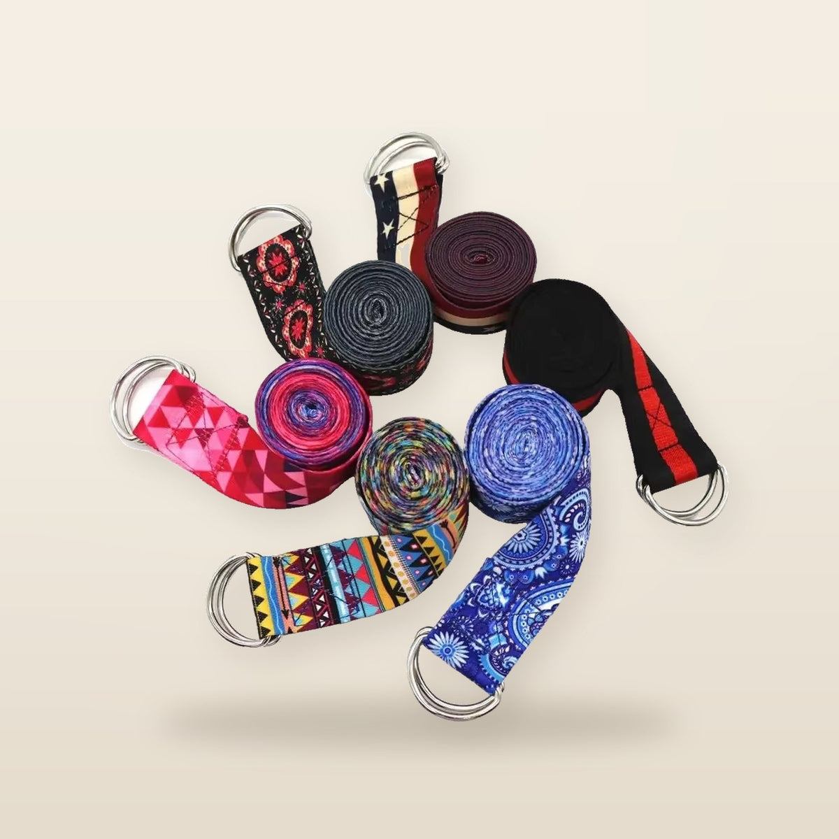Ceinture d'Étirement de Yoga Multicolore – Accessoire Idéal pour Améliorer la Flexibilité