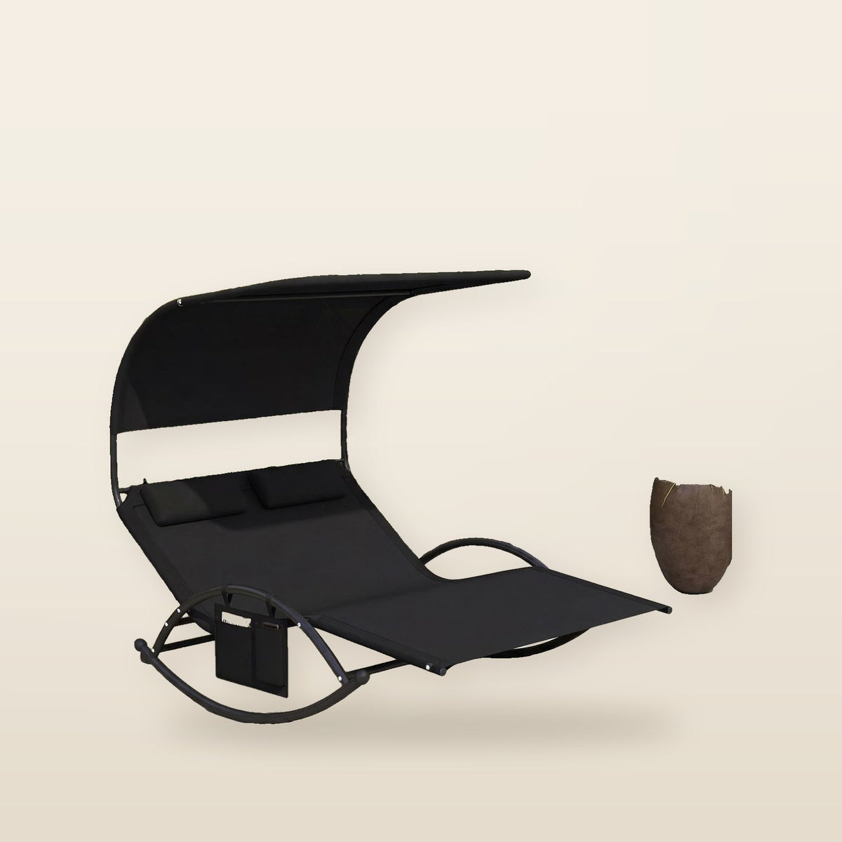 Chaise longue double à bascule avec auvent – Jardin et terrasse