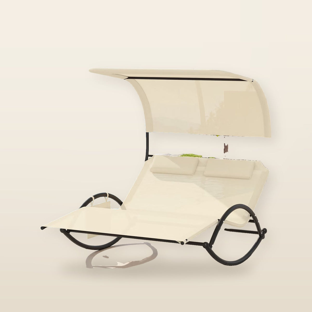 Chaise longue double à bascule avec auvent – Jardin et terrasse