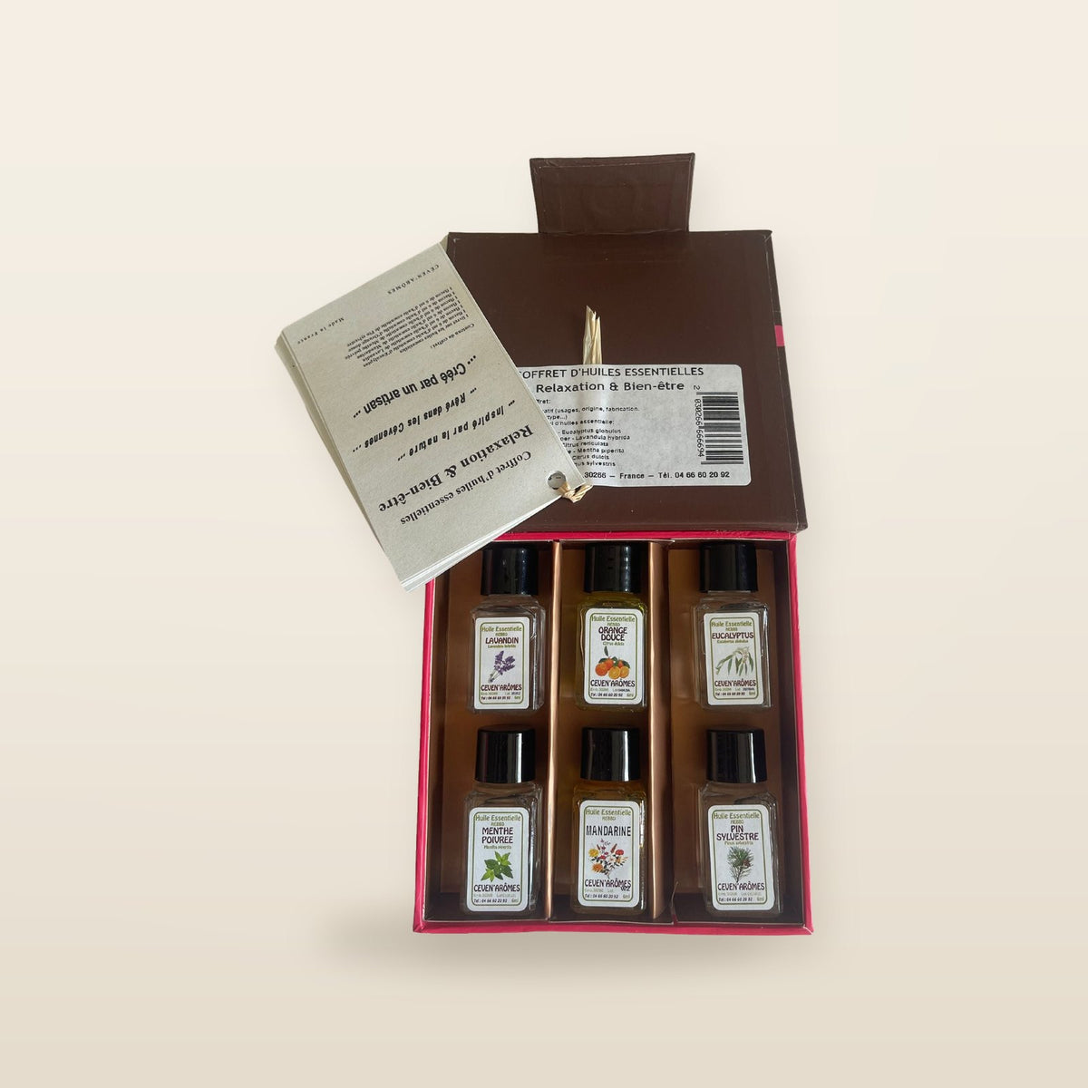 Relaxation &amp; Well-being Box - 6 Bottles of Essential Oils with Explanatory Booklet
