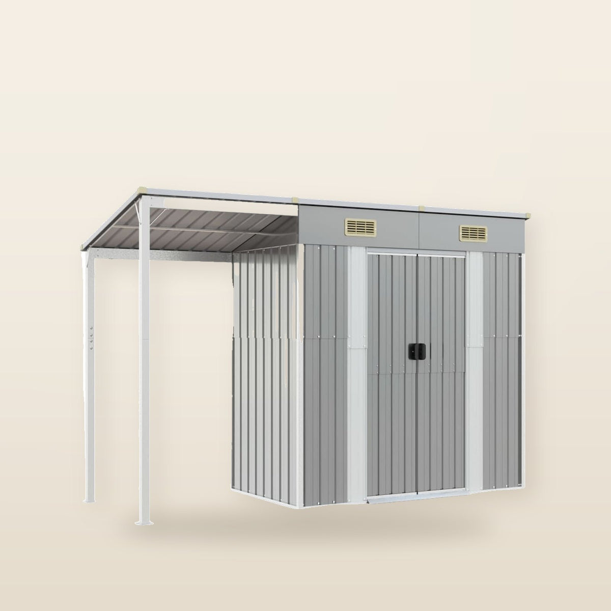 Abri de jardin avec toit prolongé 277 × 110,5 × 181 cm Gris clair