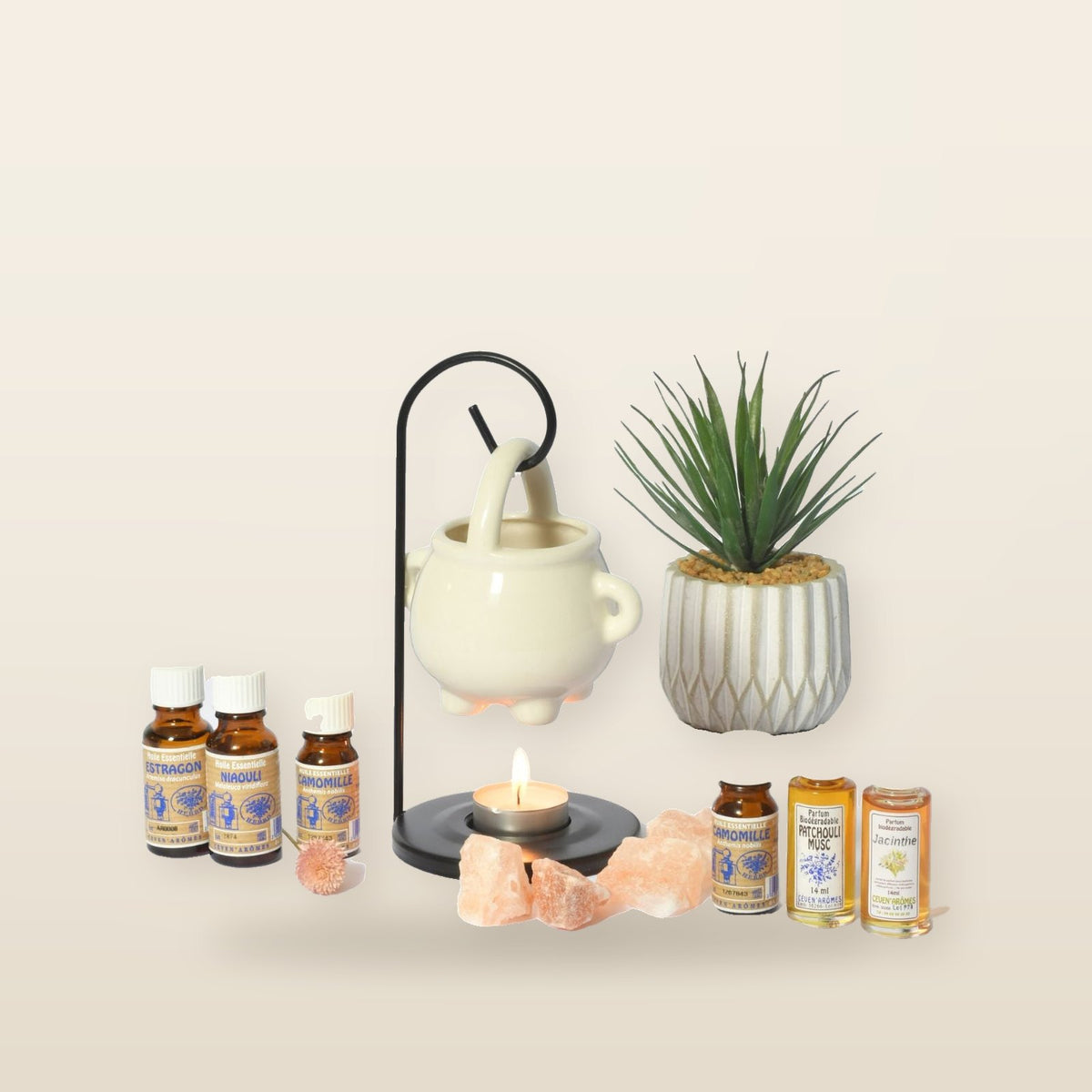 Coffret aromathérapie relaxante : huiles essentielles + concentrés de parfums aux plantes + pierres d'aromatherapie – Céven’Arômes