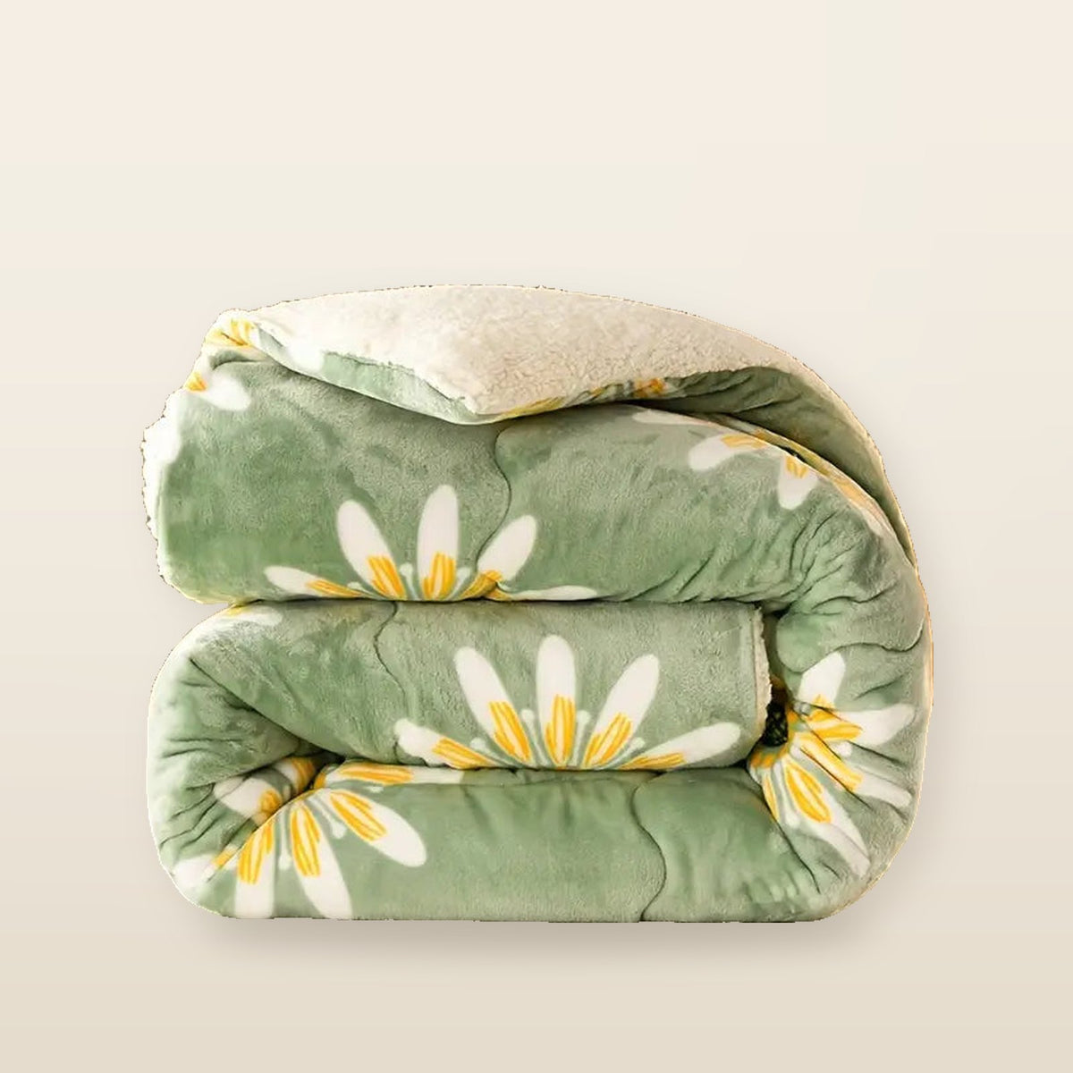 Couette d’Hiver en Polaire Lait Florale – Chaude & Douce