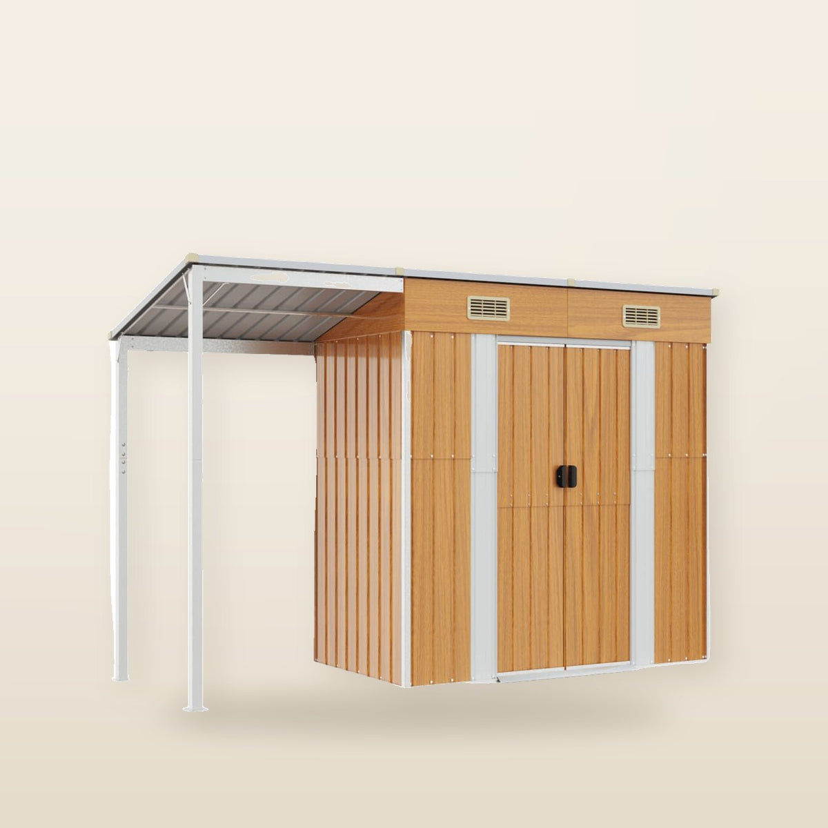 Abri de jardin avec toit prolongé 277 × 110,5 × 181 cm Marron Clair
