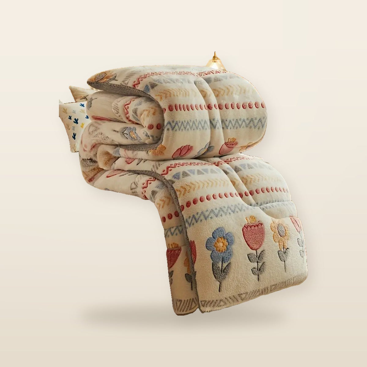 Couette hiver triple couche en microfibre – Motif bohème, 6 dimensions