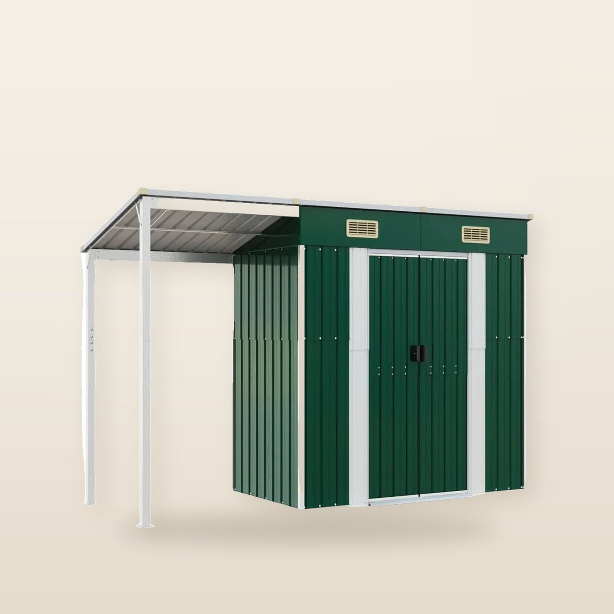 Abri de jardin avec toit prolongé acier anthracite 277 × 110cm Vert
