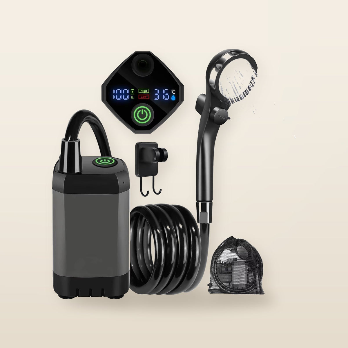 Douche de Camping Électrique Portable avec Affichage de la Température