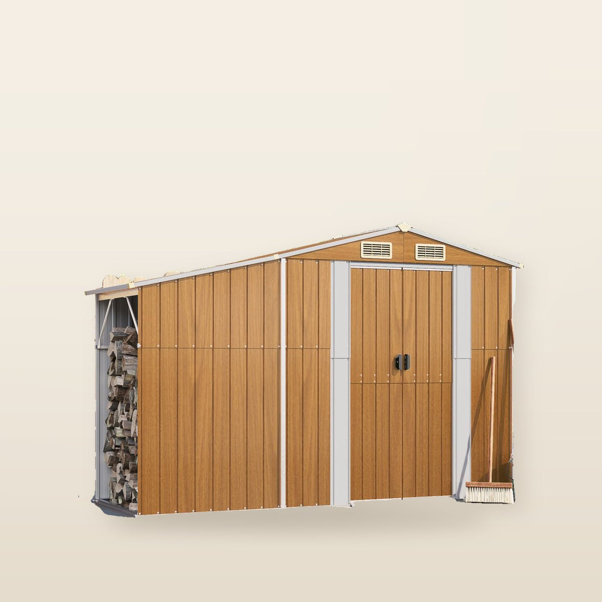 Abri de Jardin Marron 277 × 93 × 179 cm – Acier Galvanisé Résistant