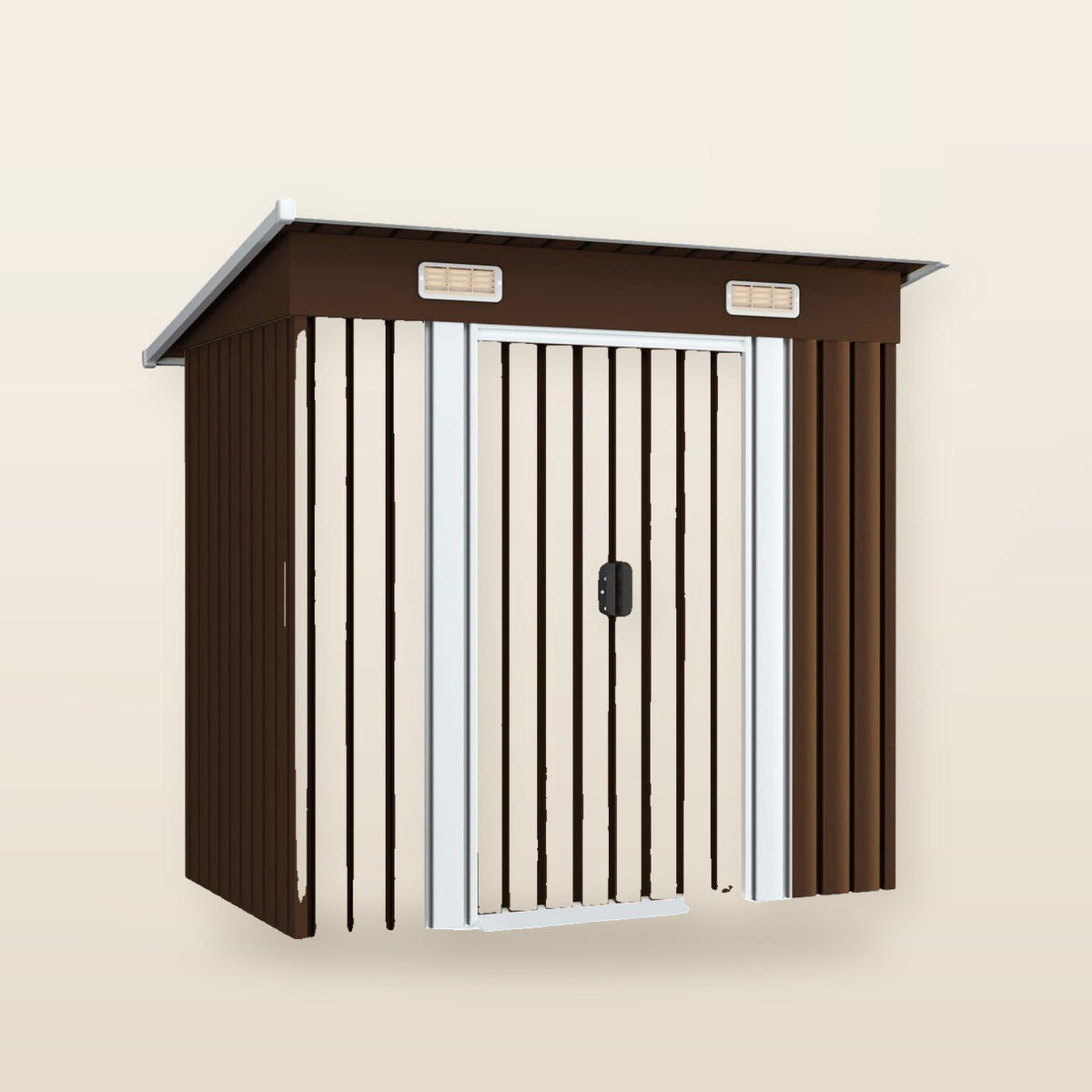 Abri de jardin métal avec portes coulissantes 190 × 124 cm Marron