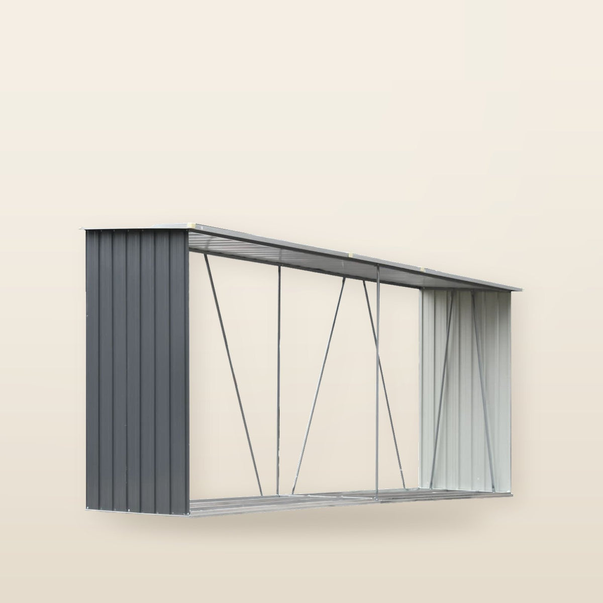 Abri de stockage à bois galvanisé 330 × 84 × 152 cm anthracite Gris