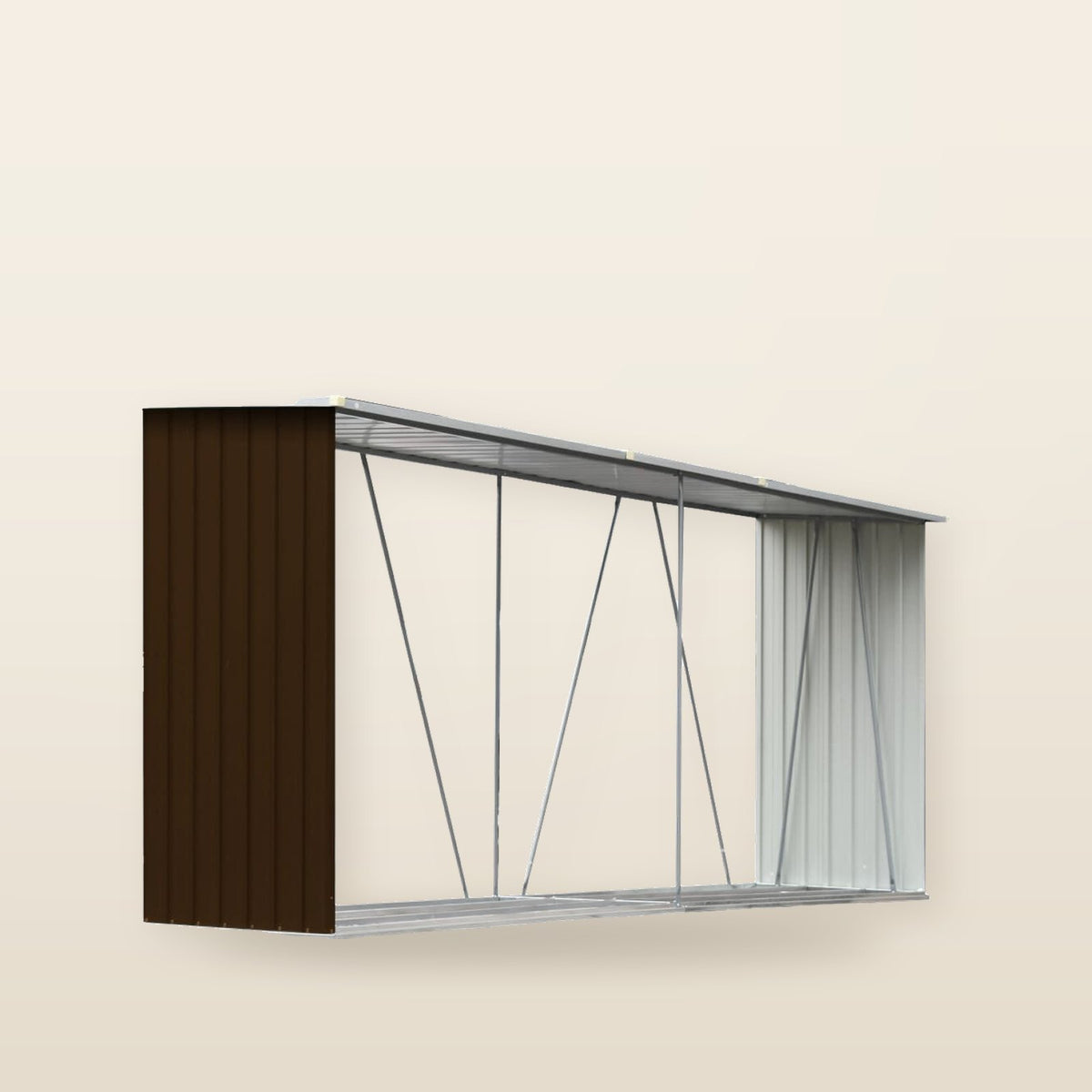 Abri de stockage à bois galvanisé 330 × 84 × 152 cm anthracite Marron