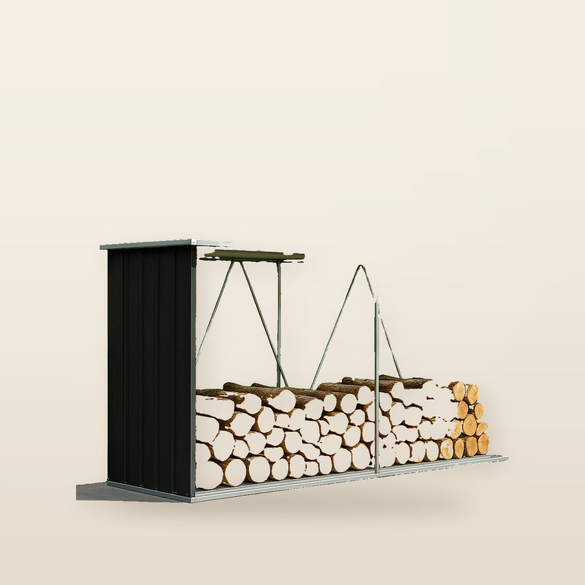 Abri de stockage à bois galvanisé 330 × 84 × 152 cm anthracite Noir
