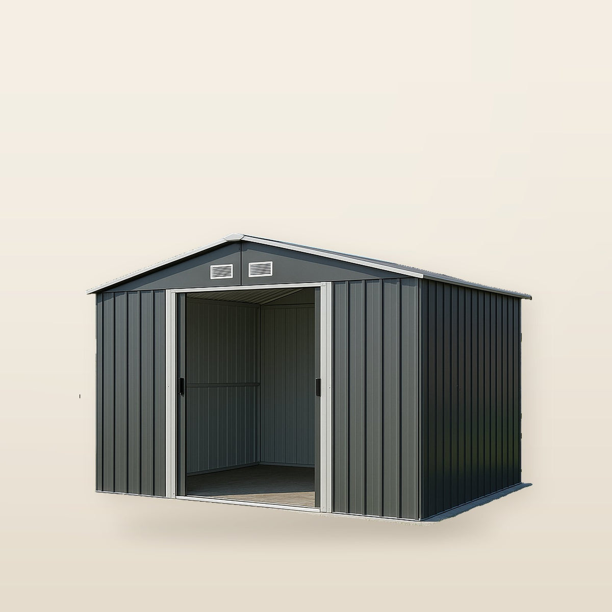 Abri Jardin Métal Gris 257 × 298 × 178 cm – Spacieux & Résistant