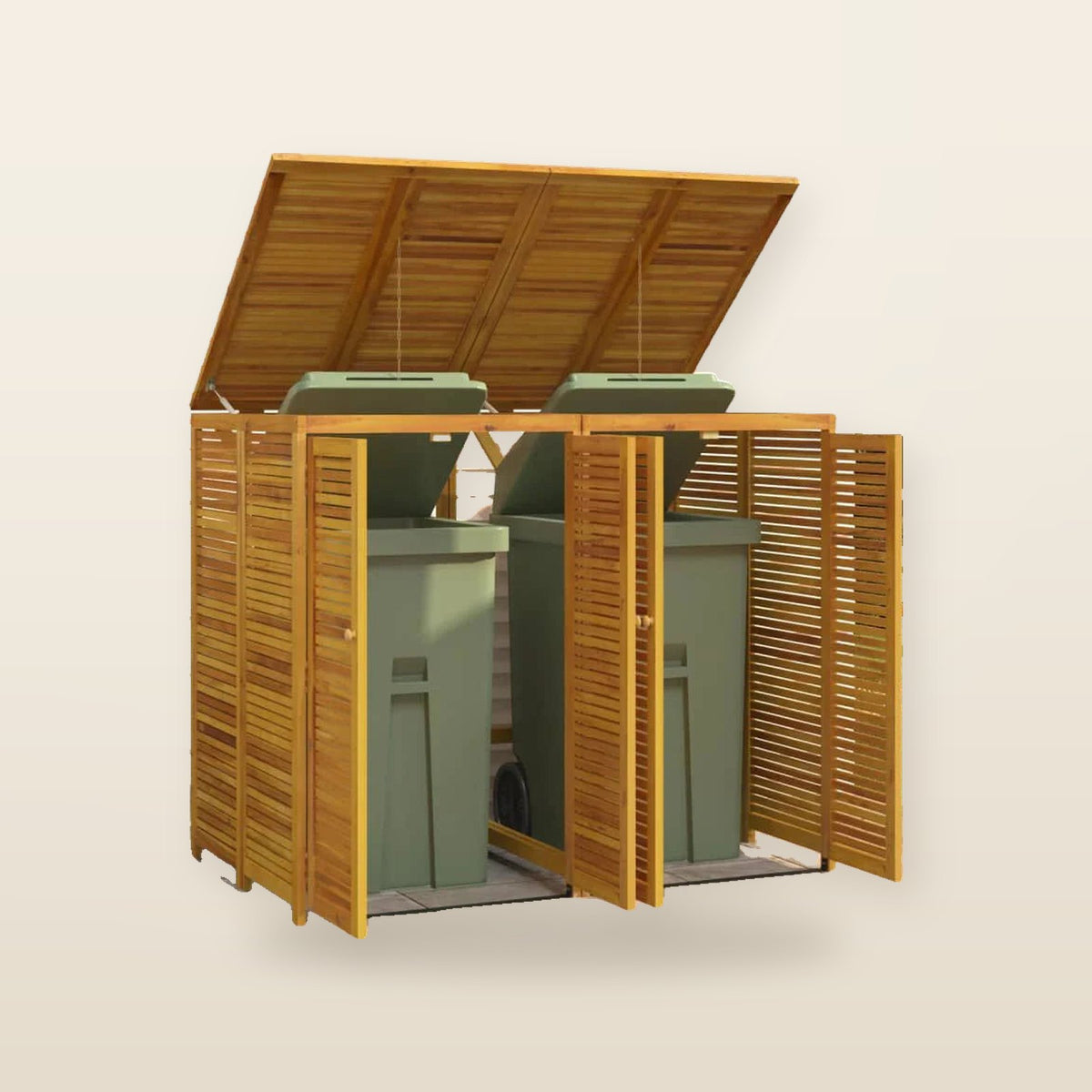 Abri Poubelle Double en Bois d’Acacia 140 × 89 × 117 cm