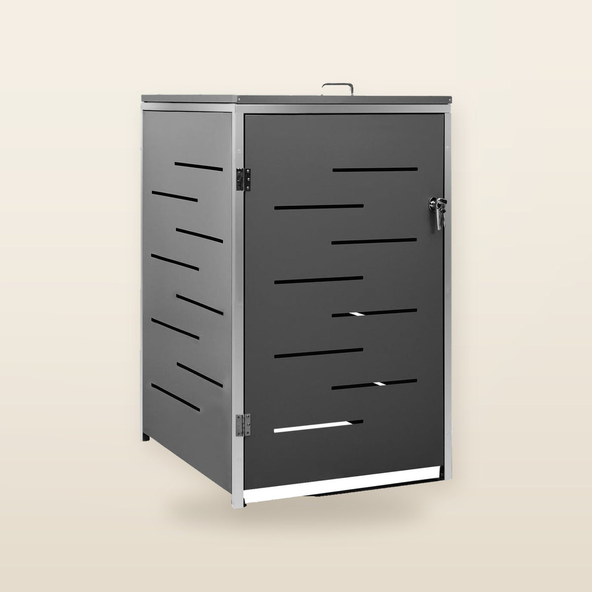 Abri pour poubelle inox 69 × 77,5 × 112,5 cm avec verrou Noir