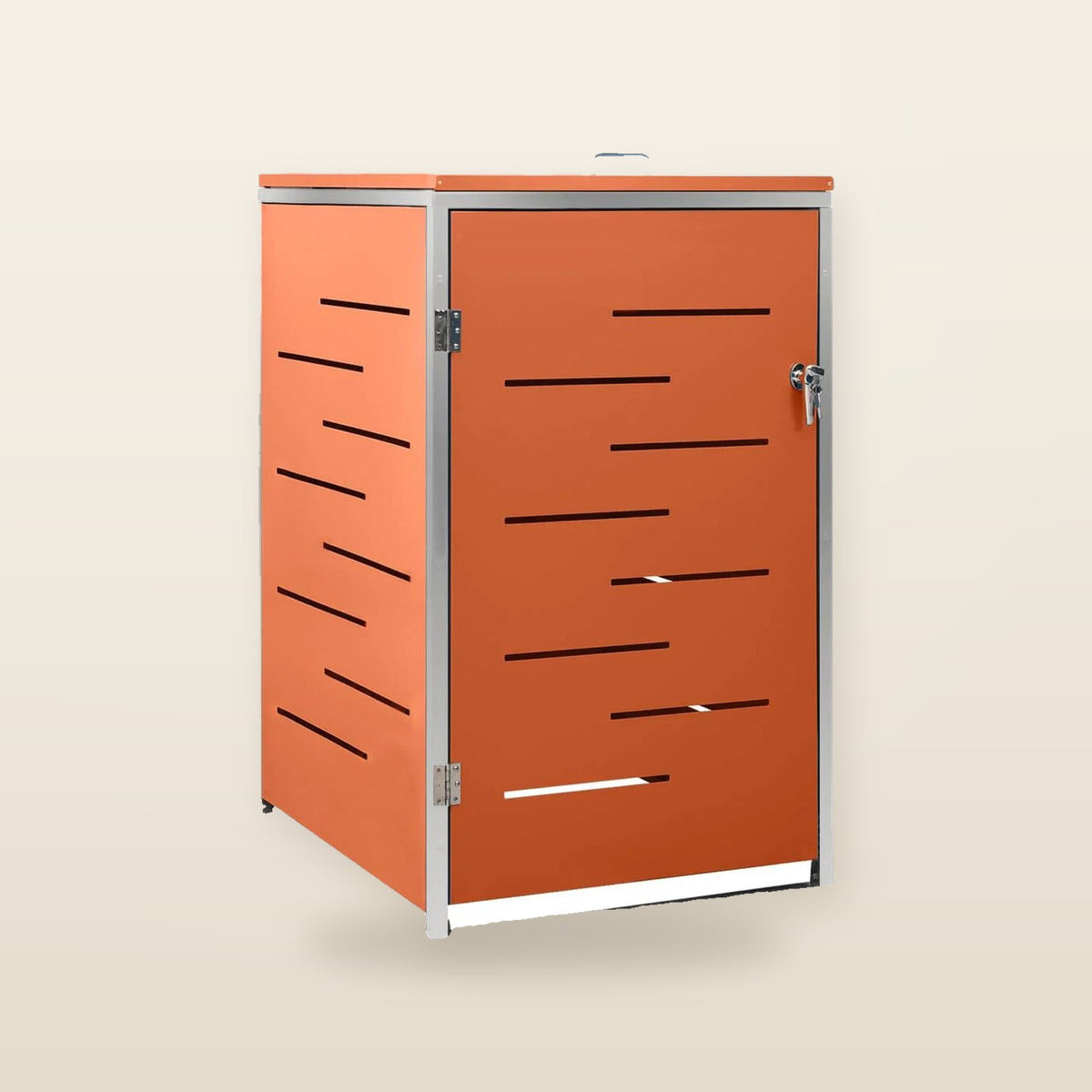Abri pour poubelle inox 69 × 77,5 × 112,5 cm avec verrou Orange