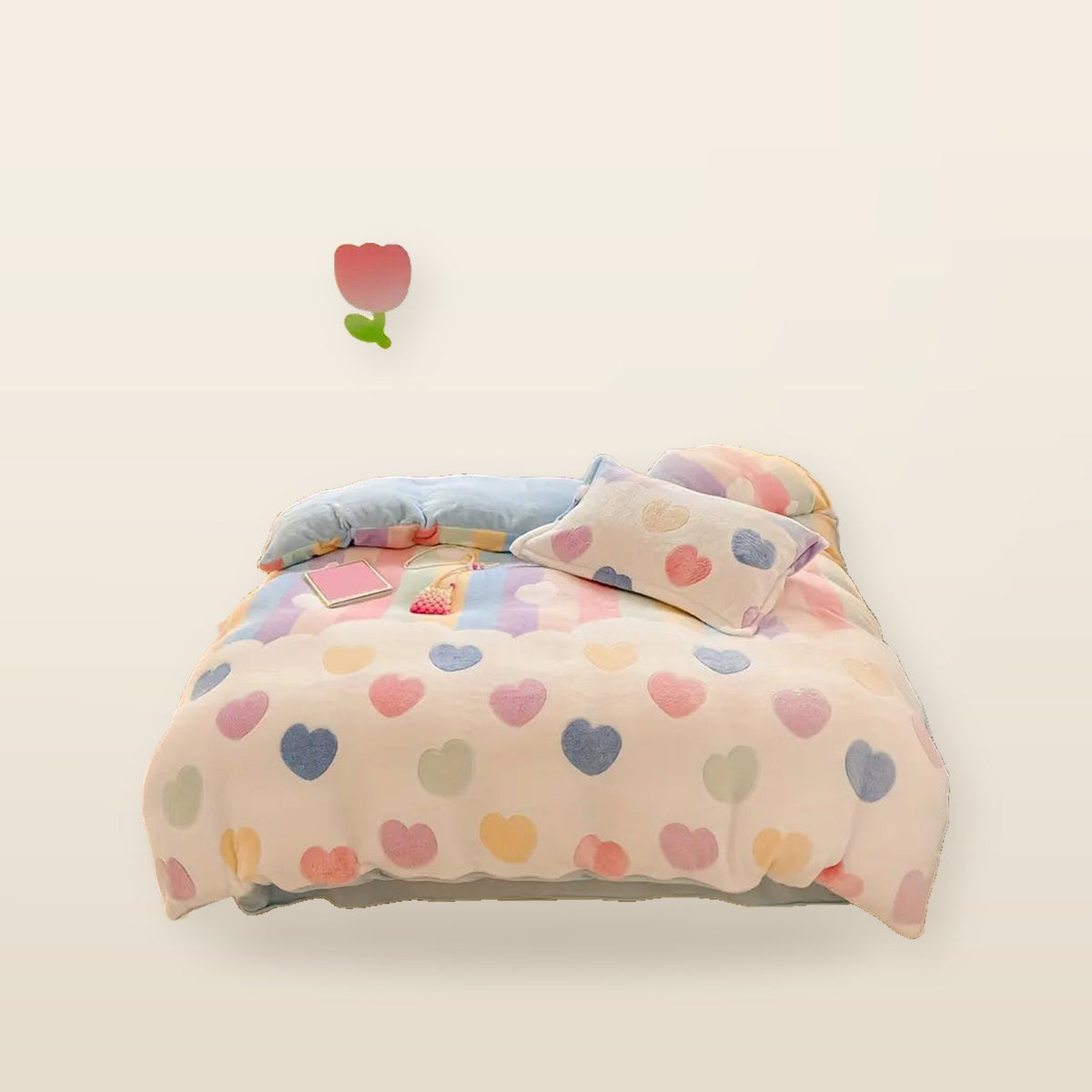 Housse de Couette en Velours Imprimé Flocon de Neige