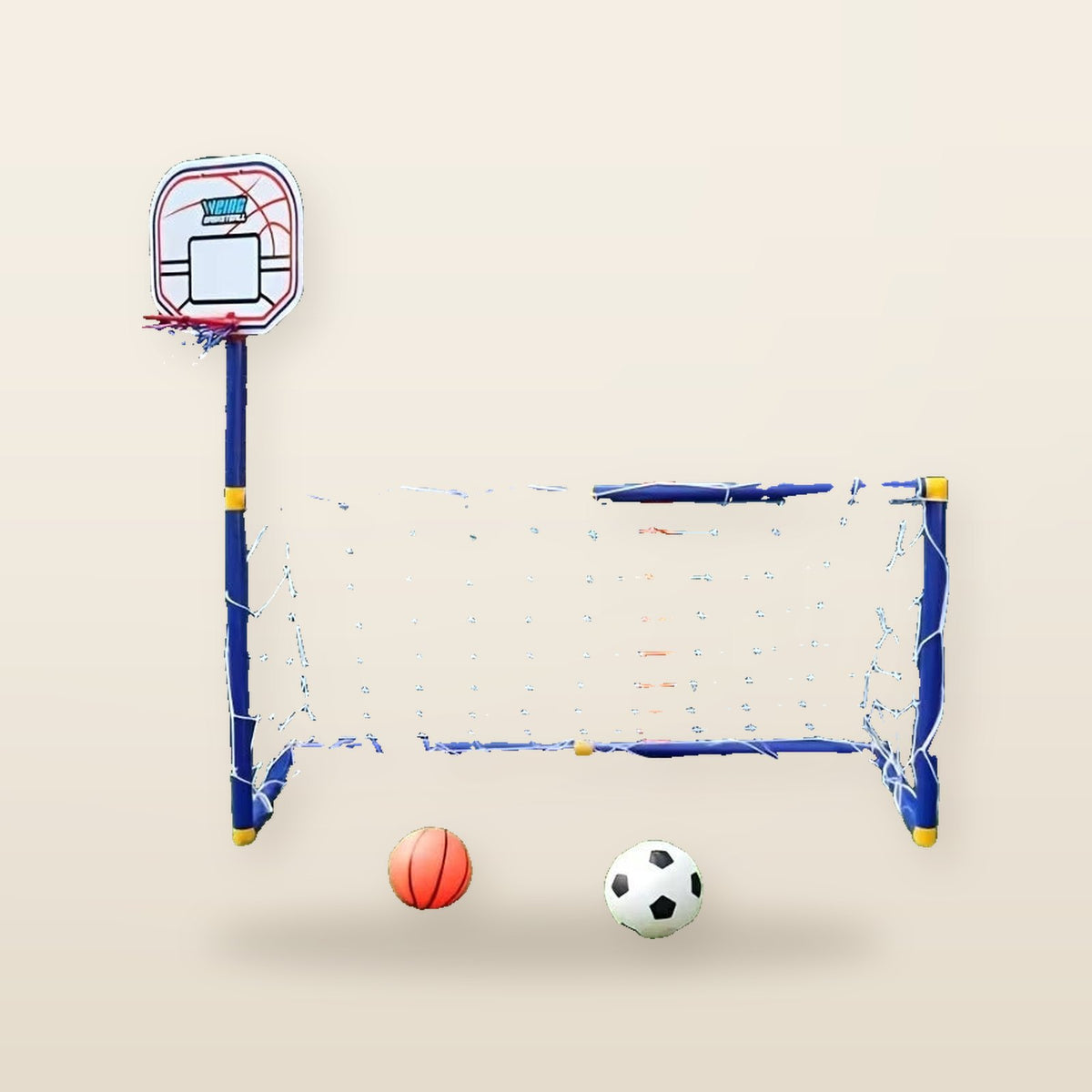 Jeu enfant 2-en-1 – Panier de basket et cage de football portable