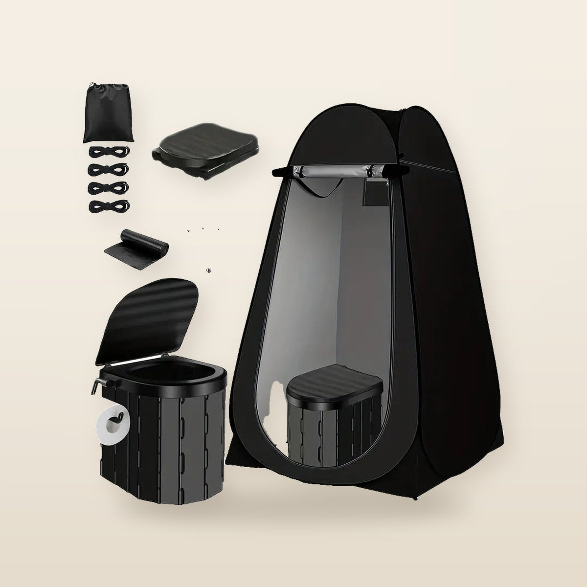 Kit Complet 2 en 1 : Tentes de Douche & Toilettes Pliables Extérieures