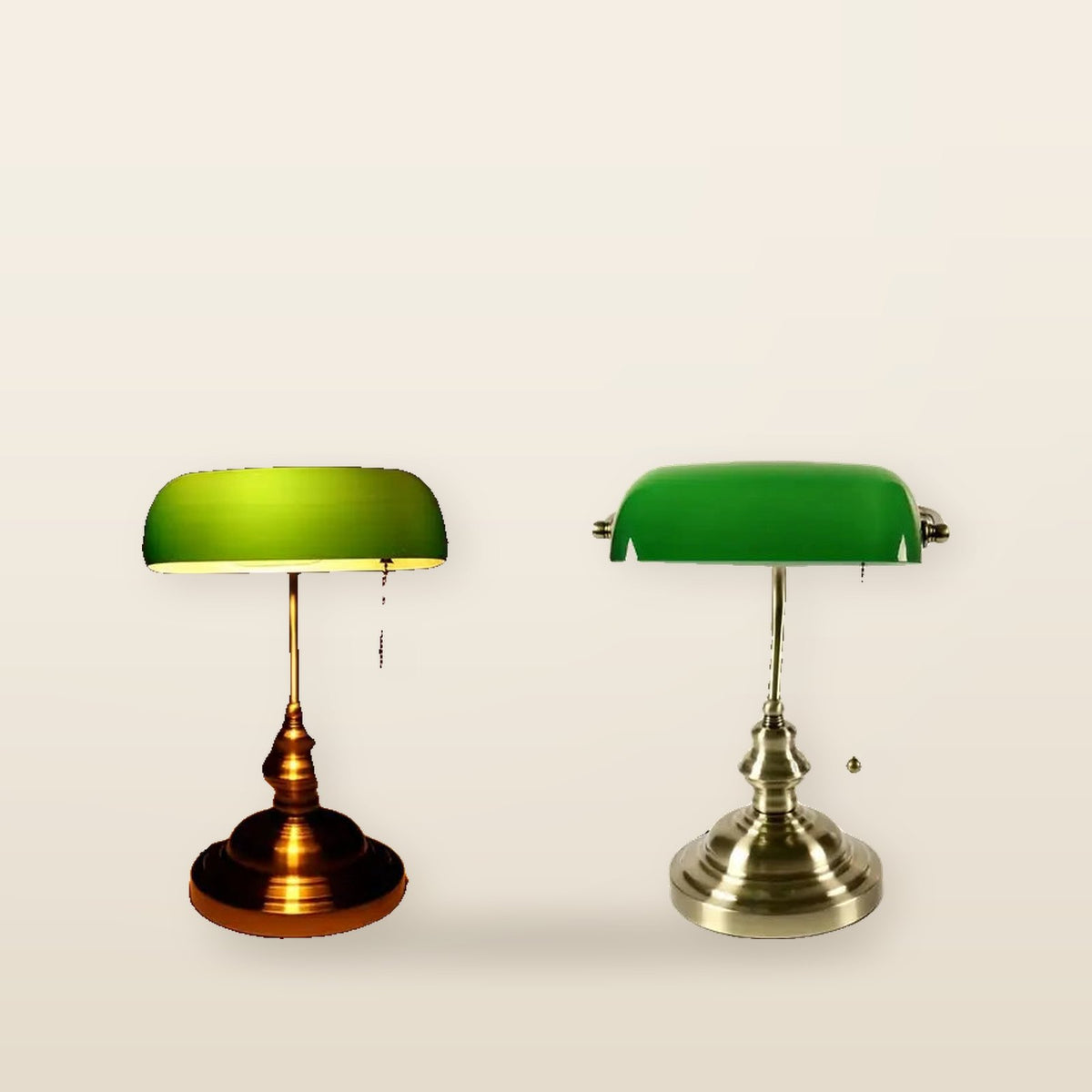 Lampe de bureau style banquier – Abat-jour en verre vert