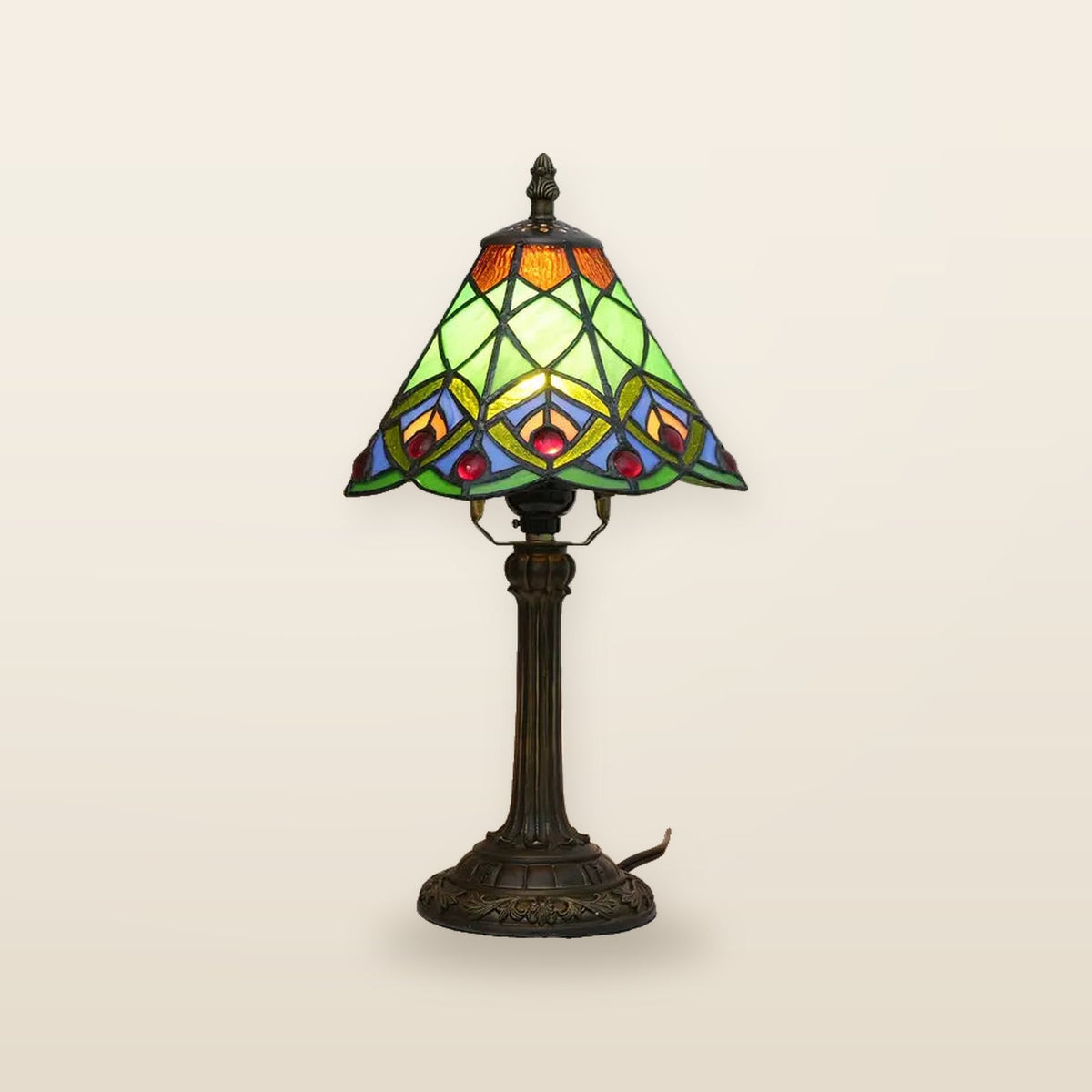 Lampe de Table en Verre Coloré – Style Baroque Art Déco