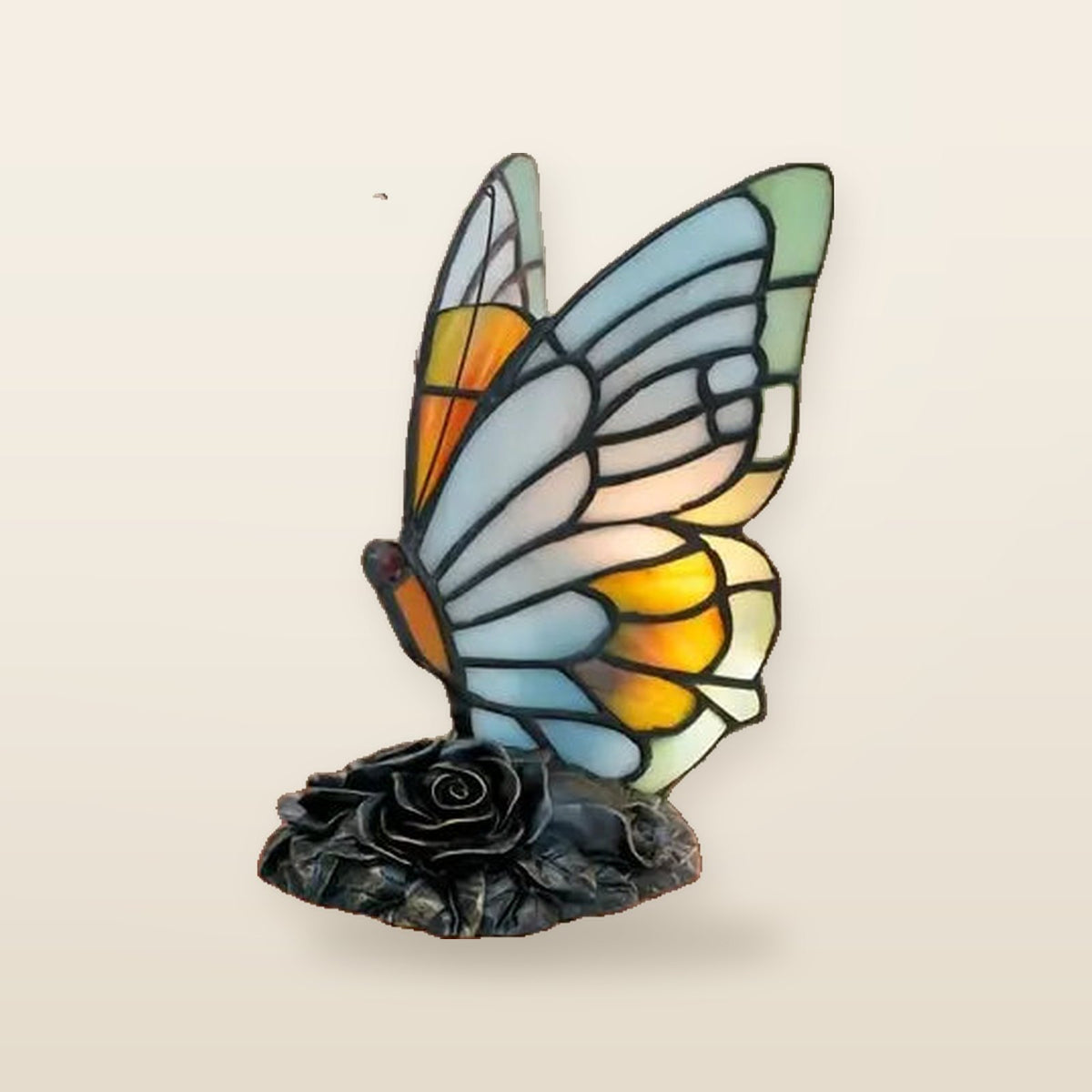 Lampe de Table Papillon en Verre Teinté – Éclat Art Déco