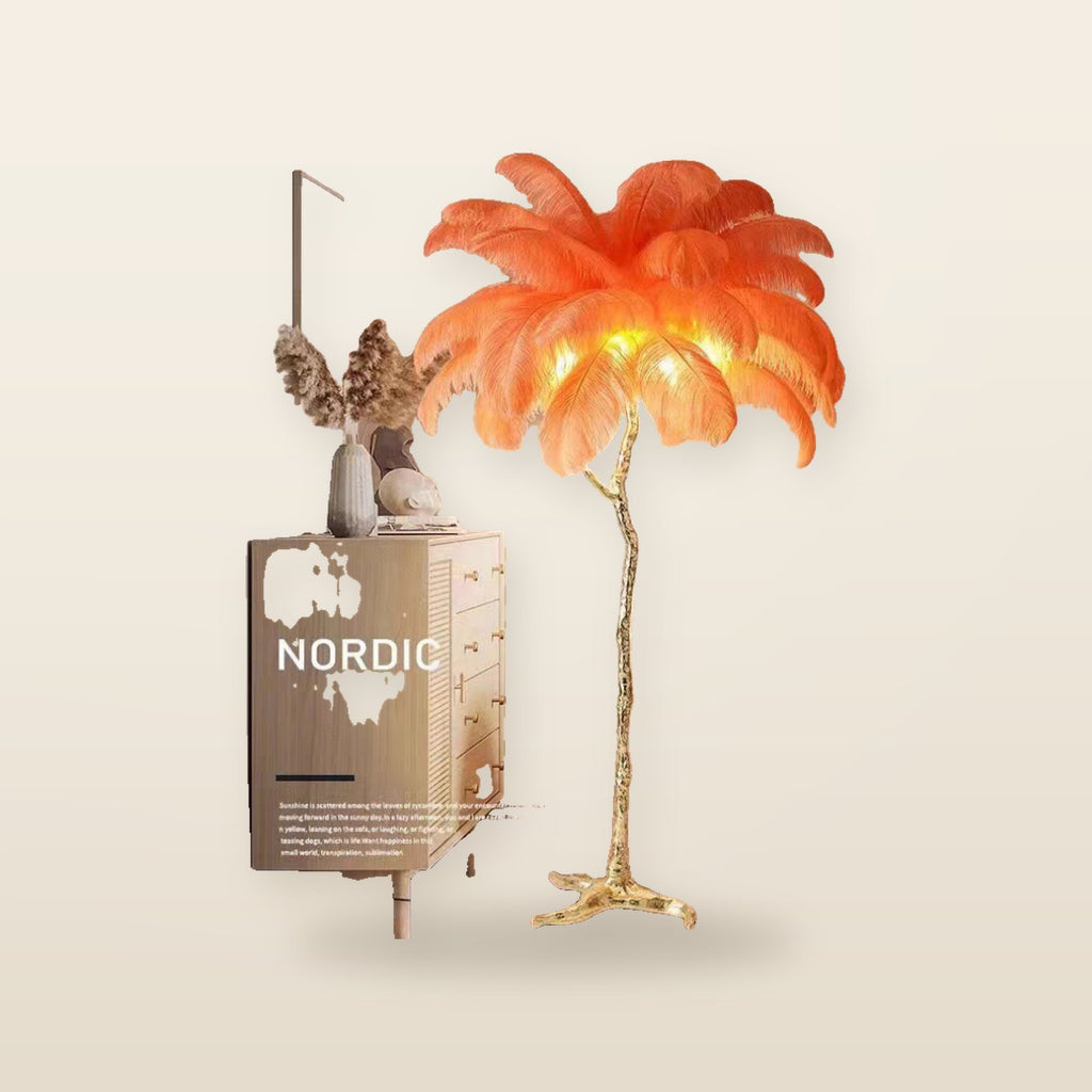 Lampe LED Autoportante en Plumes d’Autruche