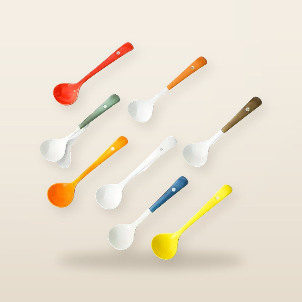 Lot de 8 Cuillères à Soupe en Céramique – Design Élégant