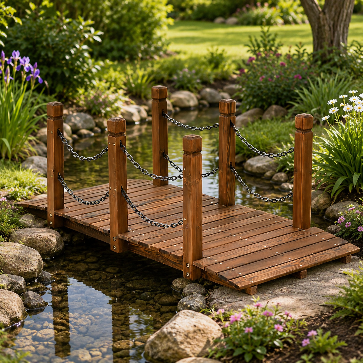 Pont de jardin décoratif en bois 150 cm