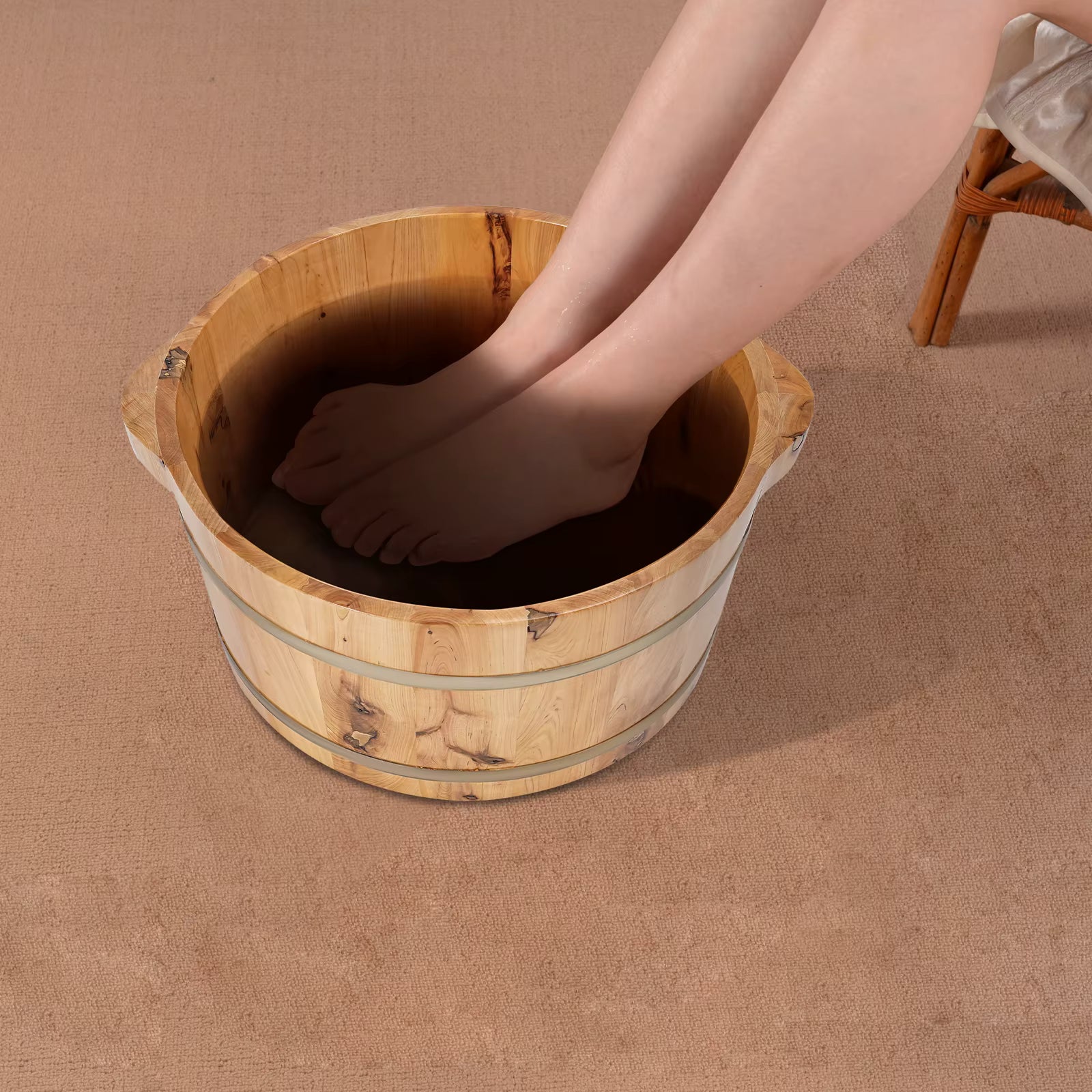 Bassin de Bain pour Pieds en Bois Naturel - Relaxation et Confort - vue 2