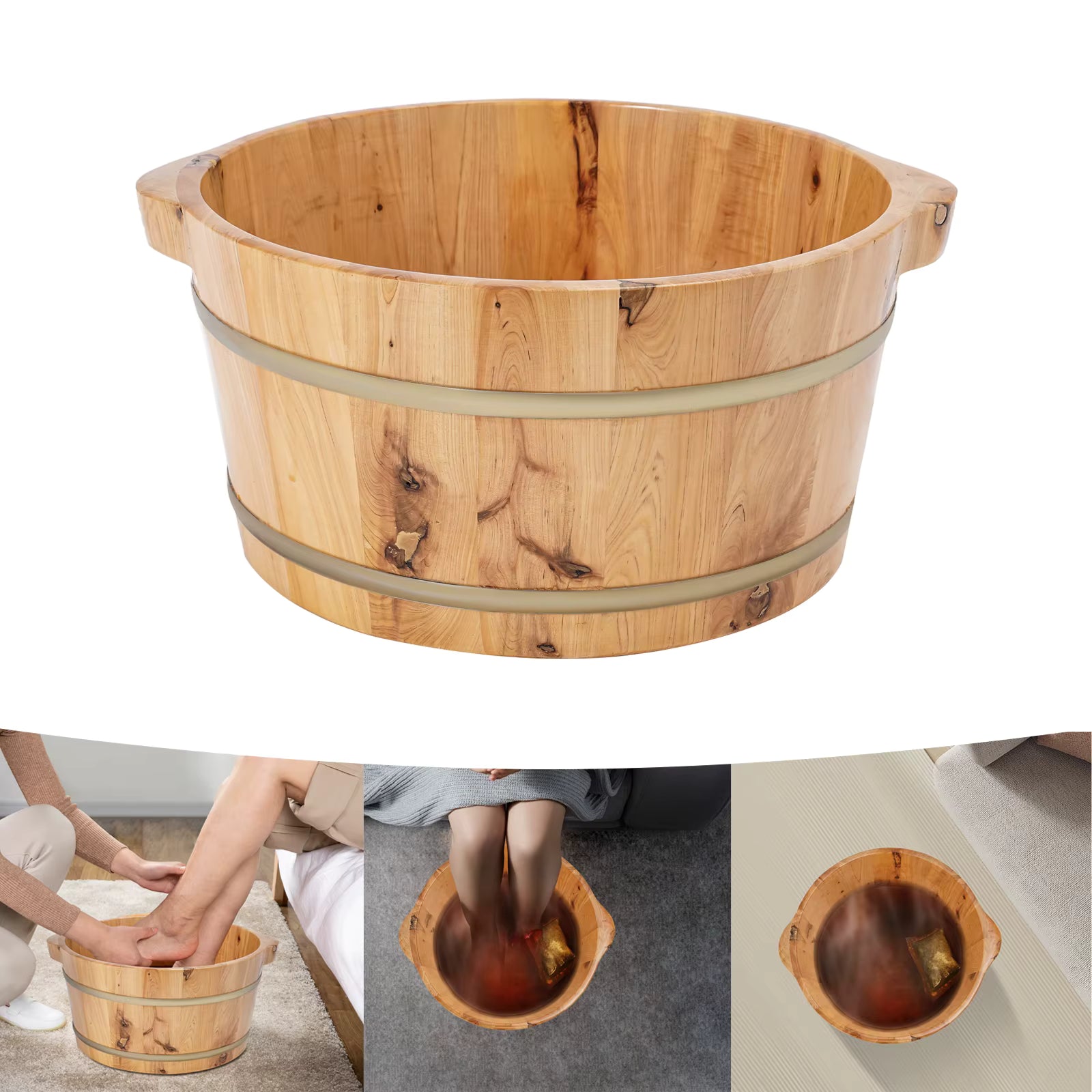 Bassin de Bain pour Pieds en Bois Naturel - Relaxation et Confort - vue 6